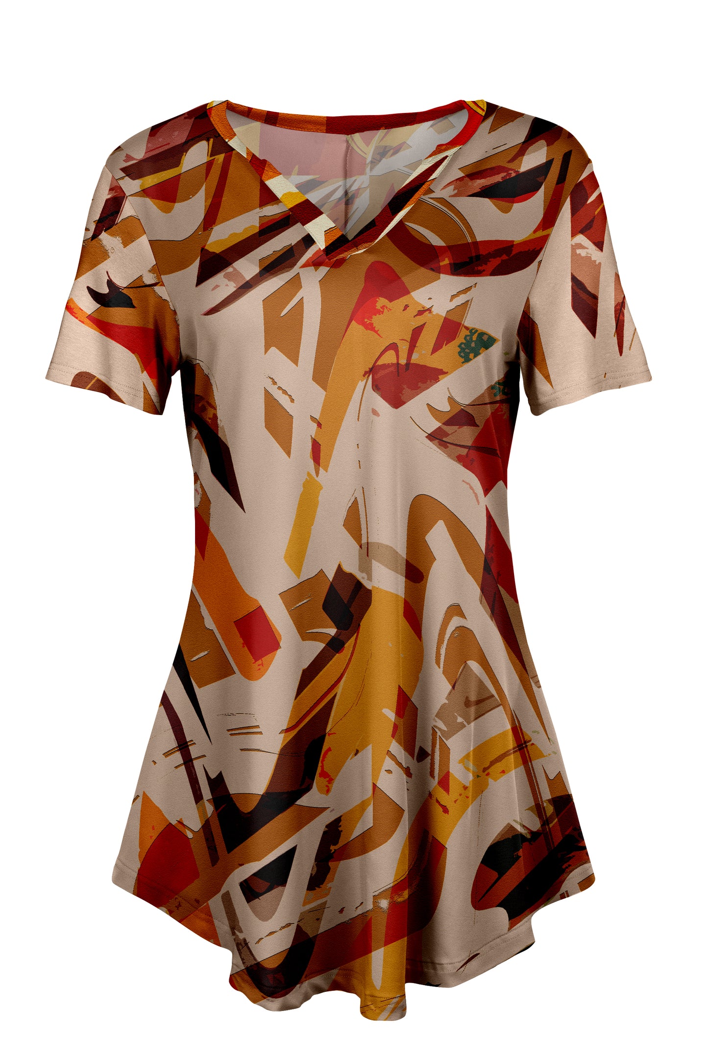 Classic Notch Tunic with Short Sleeves Daisy Plaid