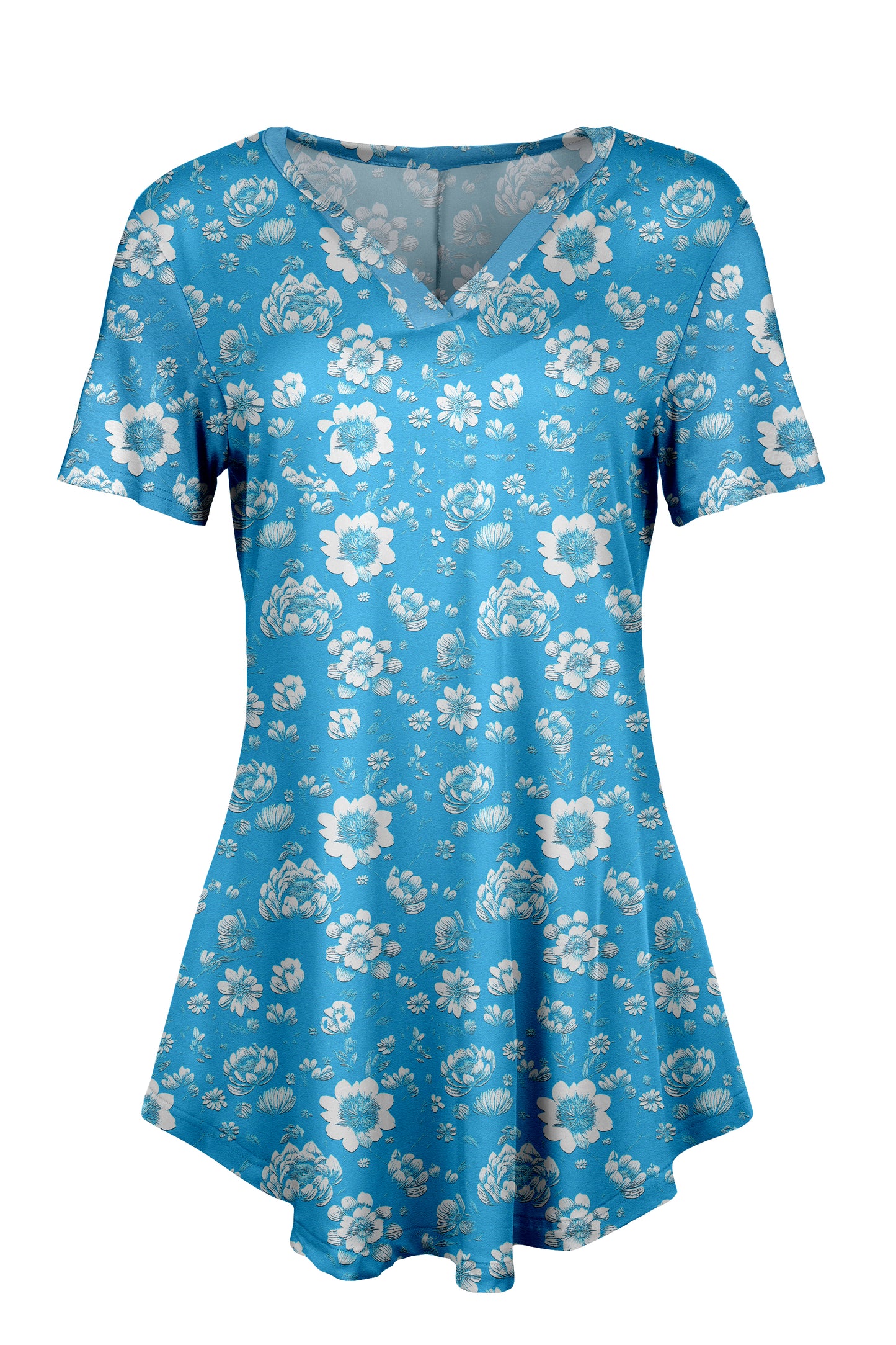 Classic Notch Tunic with Short Sleeves Daisy Plaid