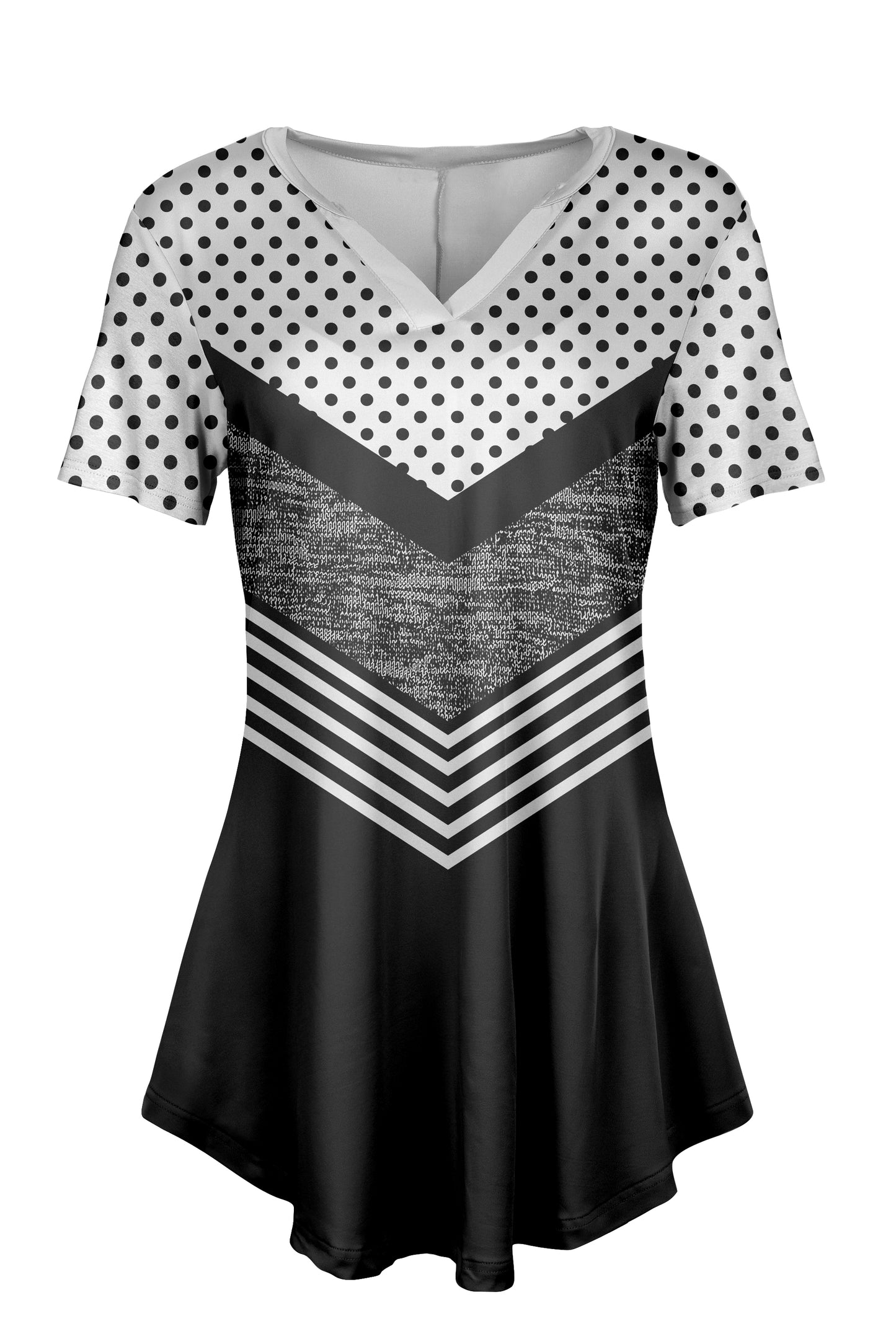 Classic Notch Tunic with Short Sleeves Daisy Plaid