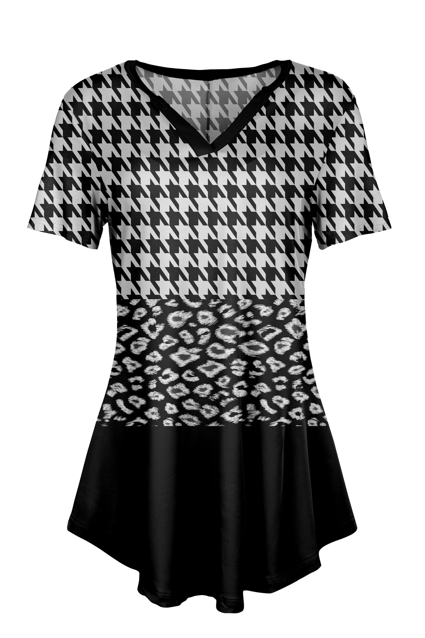 Classic Notch Tunic with Short Sleeves Daisy Plaid