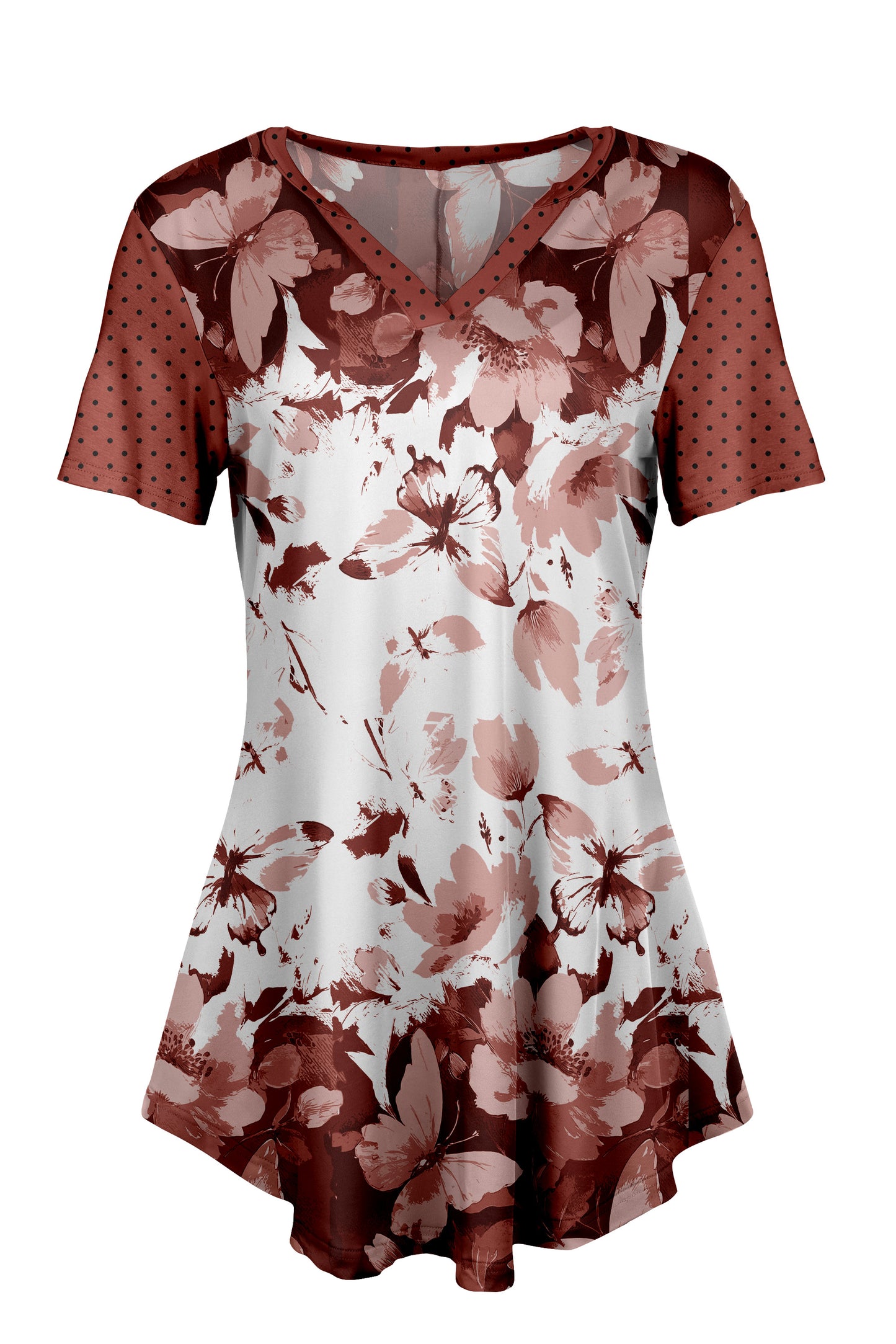 Classic Notch Tunic with Short Sleeves Daisy Plaid