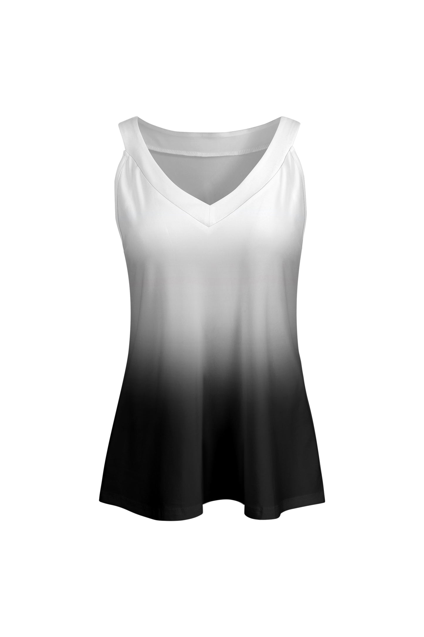 Sleeveless V-Neck Tank with Classic Print & Contrast Detail-Rust Brown Boho