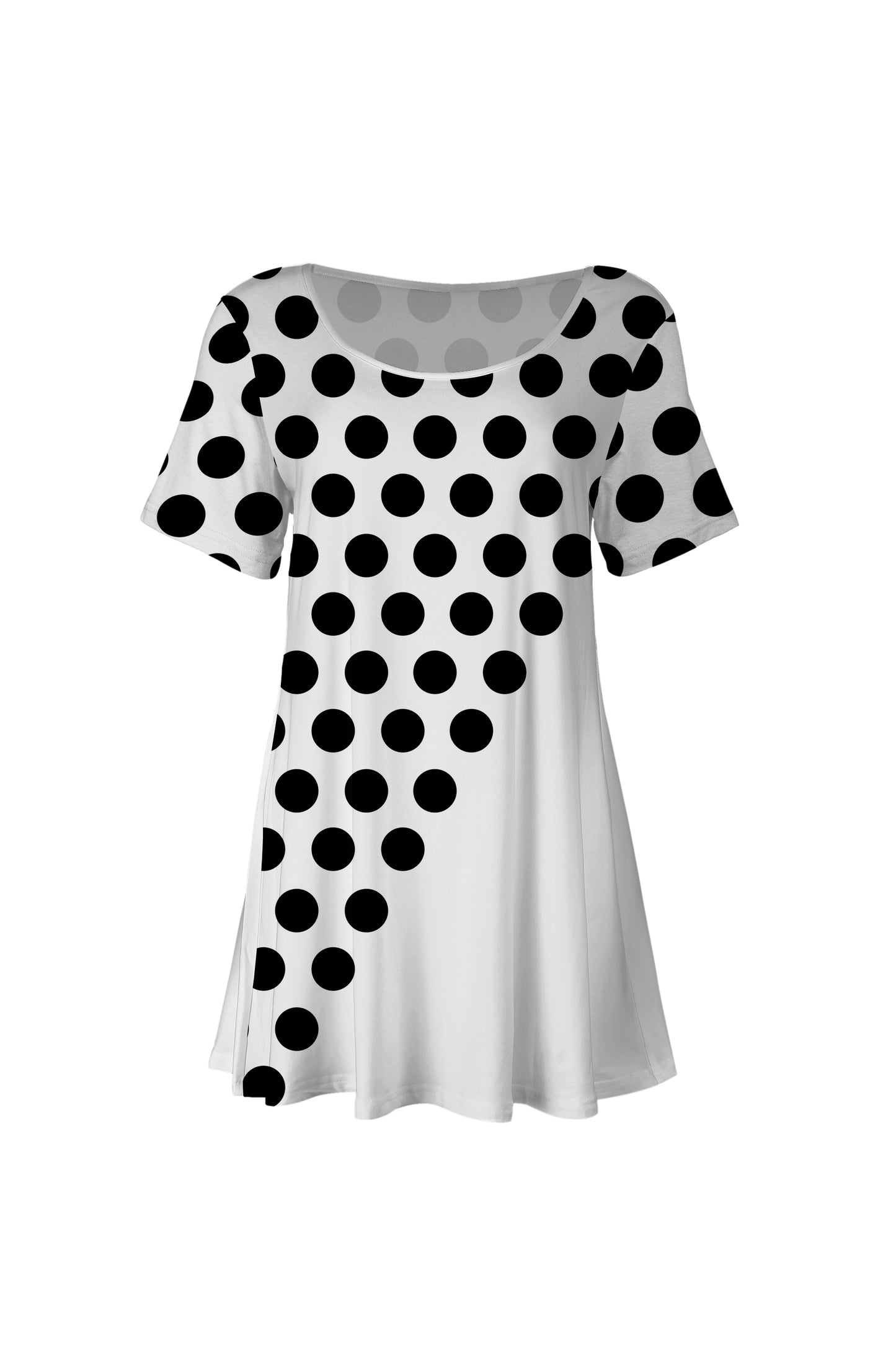 Flattering Short-Sleeve Tunic with Scoop Neckline Gray & Pink Spring
