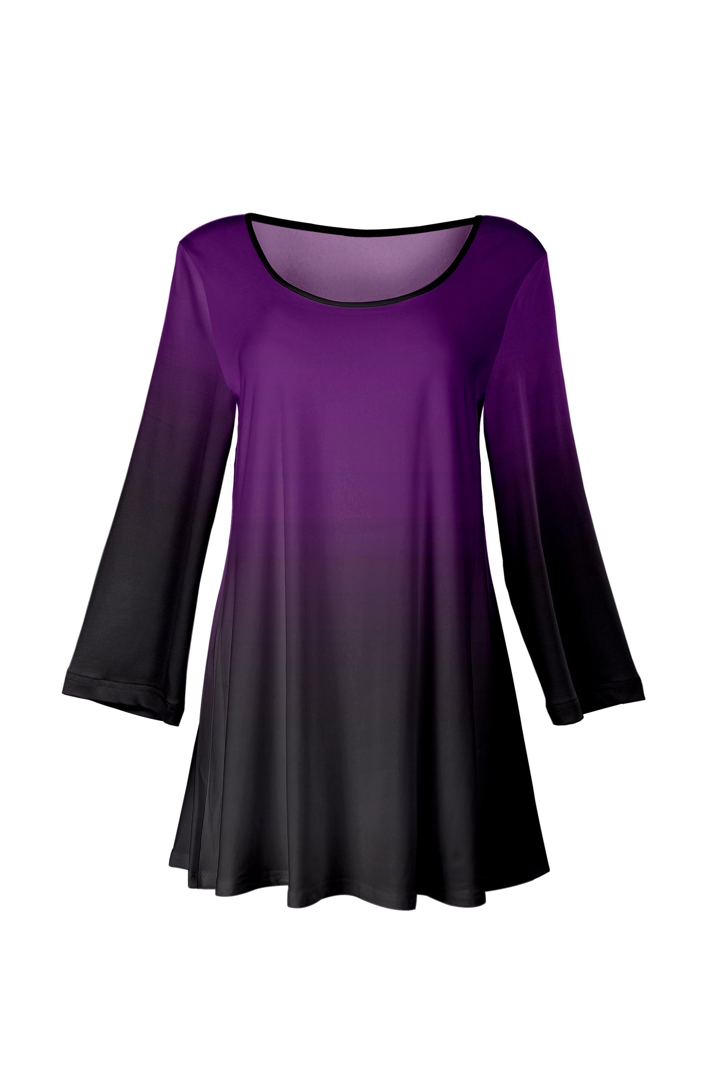 Long-Sleeve Scoop Neck Tunic-Black White