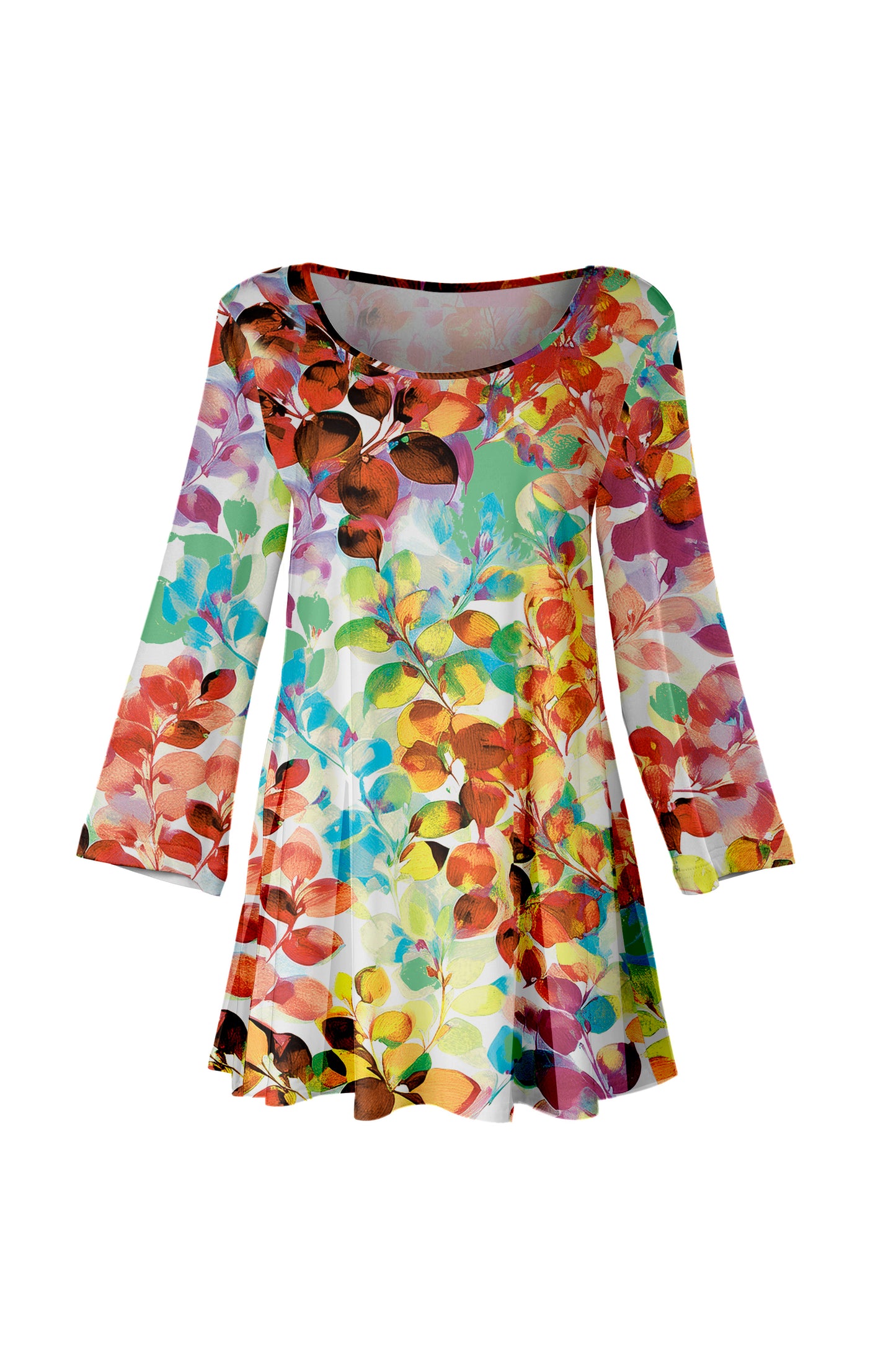 Long-Sleeve Scoop Neck Tunic-Black White