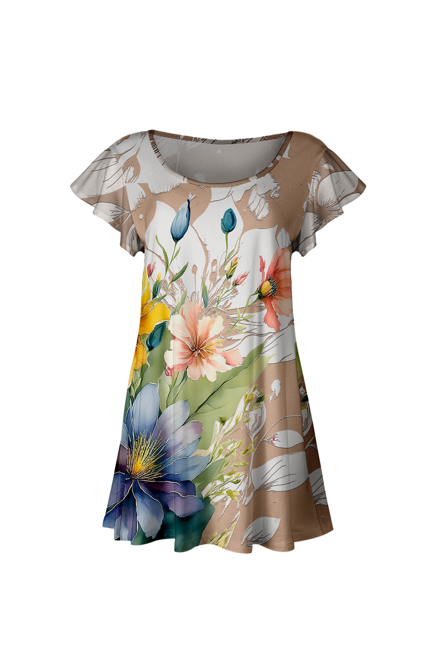 Short-Sleeve Swing Tunic Blue White Red