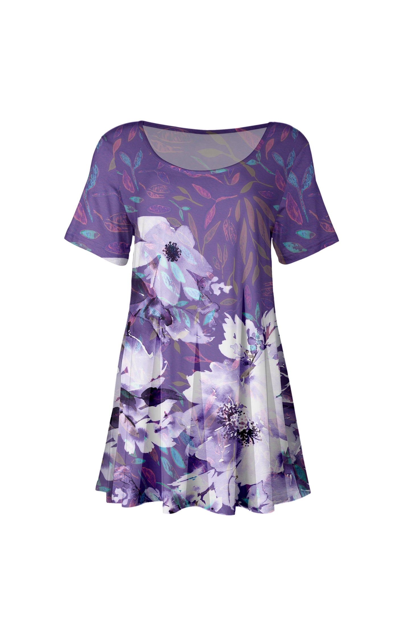 Short Sleeves Tunic -Purple Orange