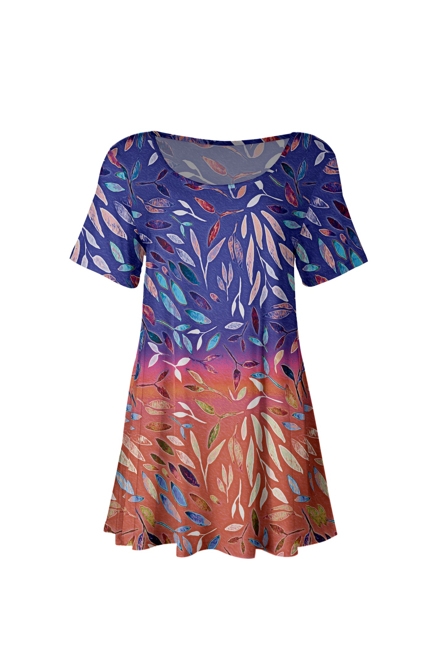 Short Sleeves Tunic -Purple Orange