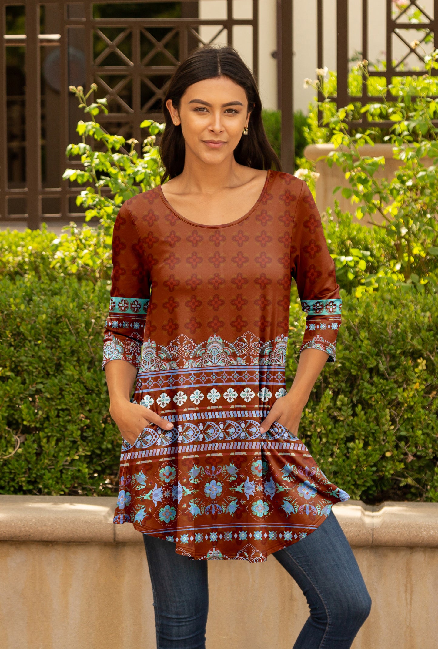 Long Sleeves Tunic-Light Blue