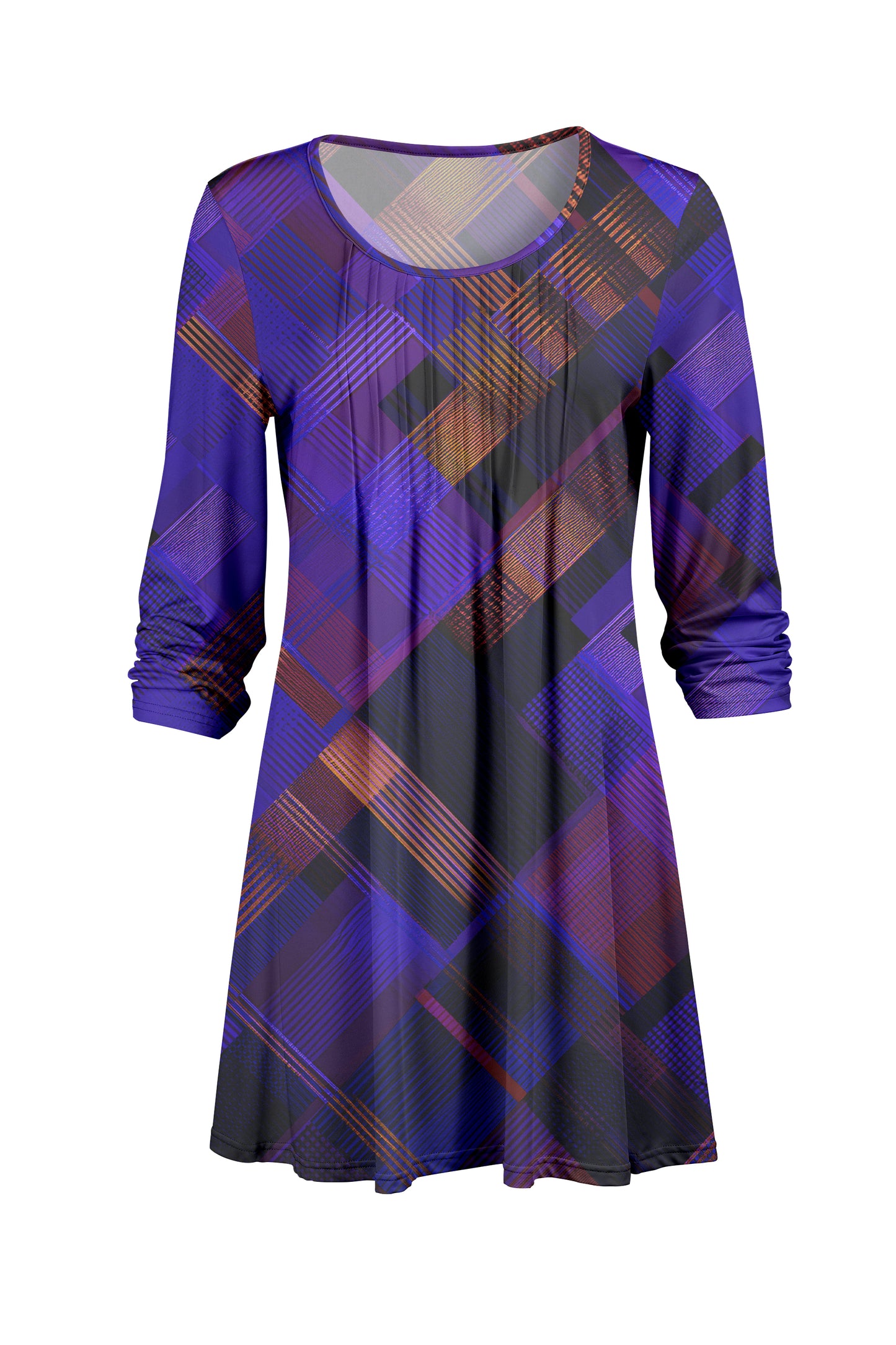 Elegant Pleated Front Tunic-Black