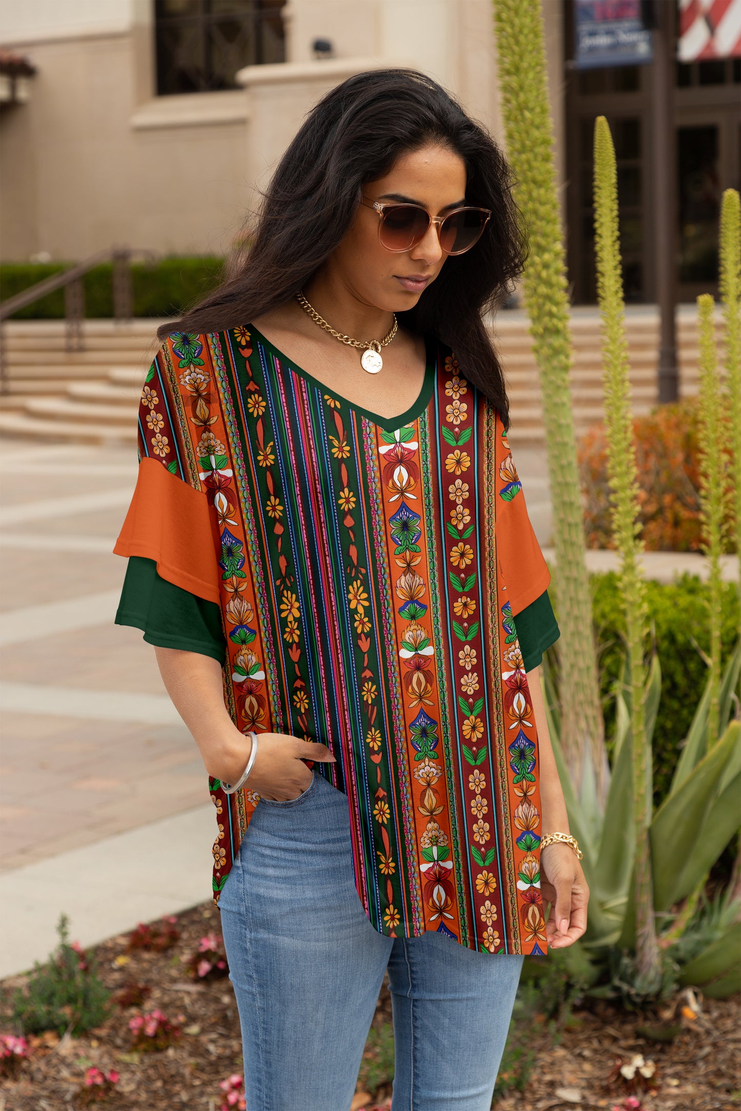Ruffled Charm Oversized Tunic-Black White