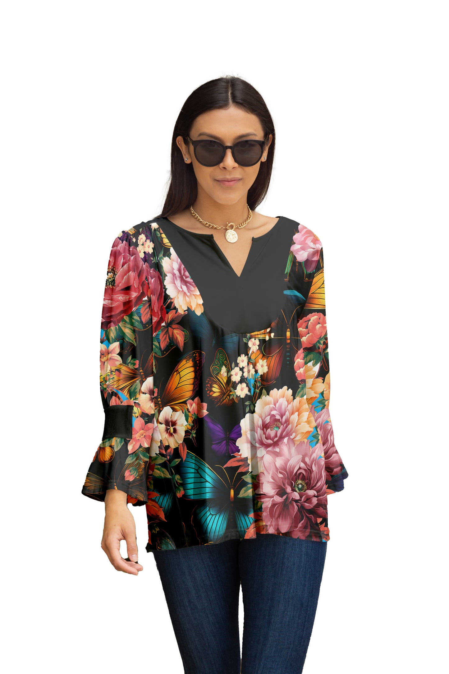 Bold Patch Collar Tunic-Navy Multi