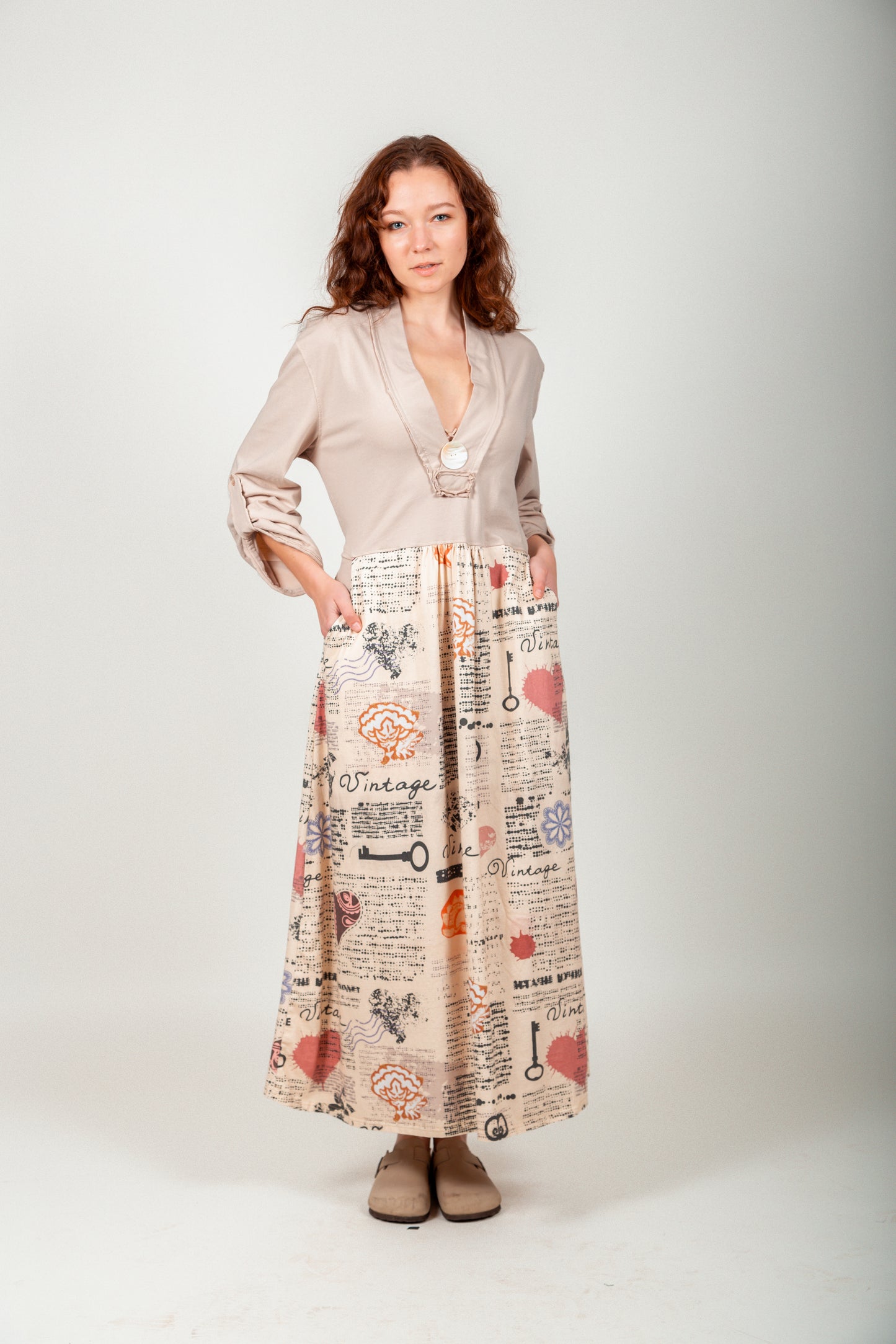 Wildflower Charm Cotton Maxi Dress (D240019T Navy )