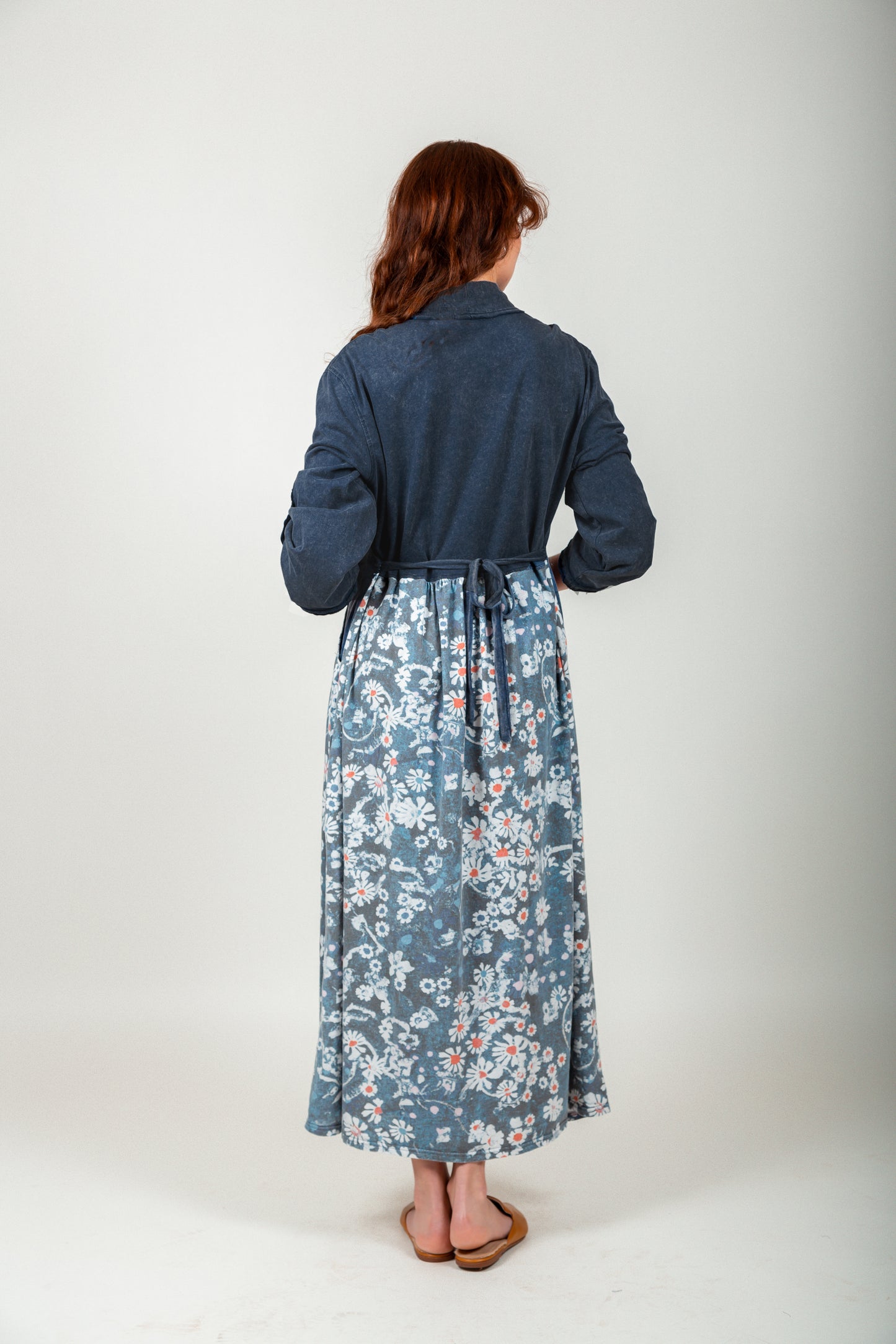 Wildflower Charm Cotton Maxi Dress (D240019T Navy )