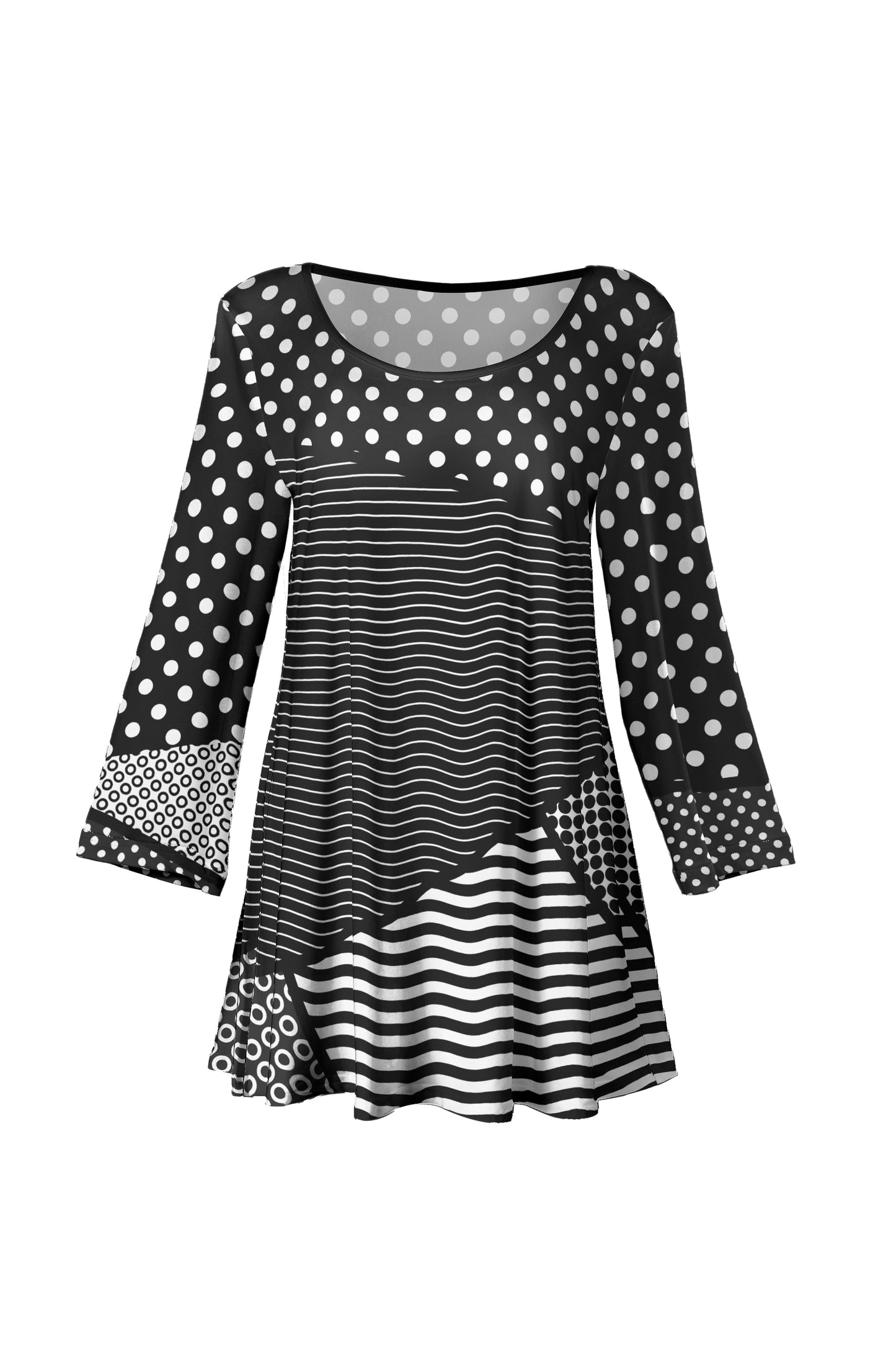 Bold Print Tunic-Black Red Floral