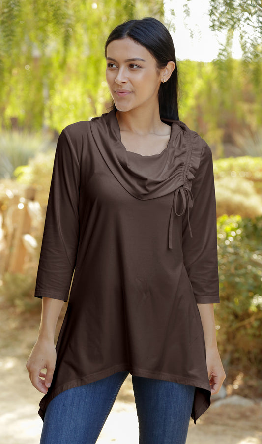 Unique Collar Tunic-BLACK
