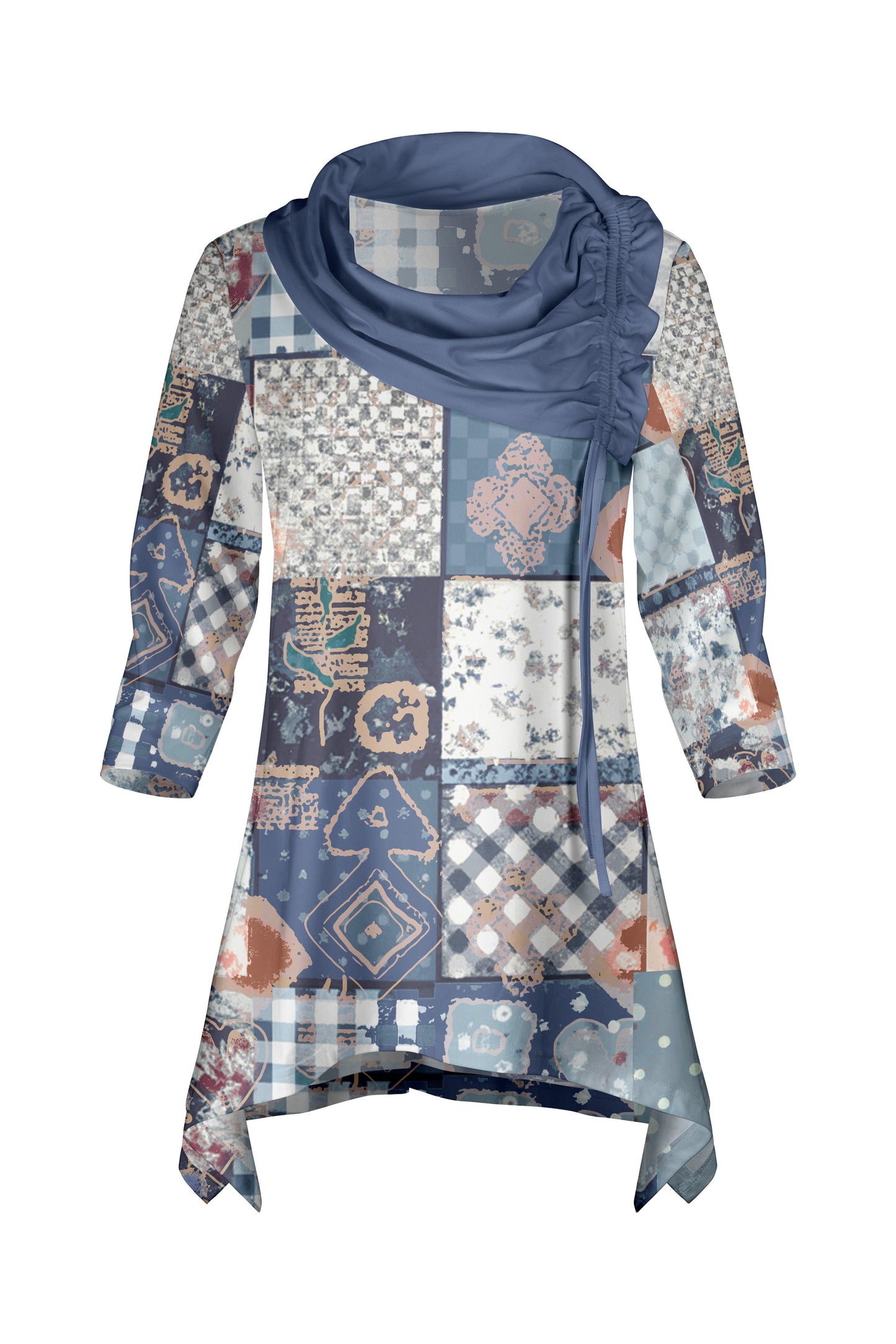 Bold Contrast Collar Tunic-Navy White