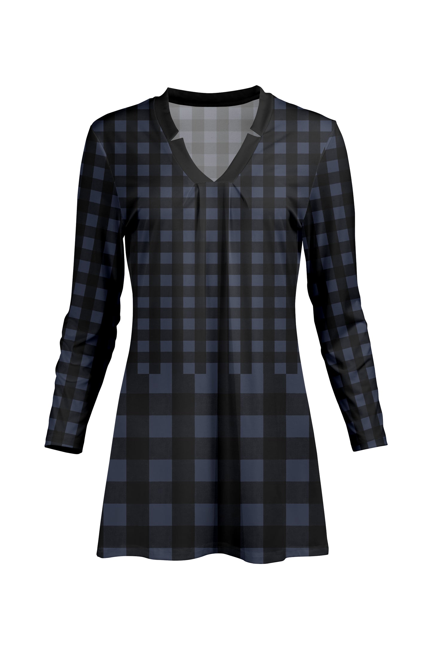 Classic V-Collar Gathered Tunic-Brown Black Animal