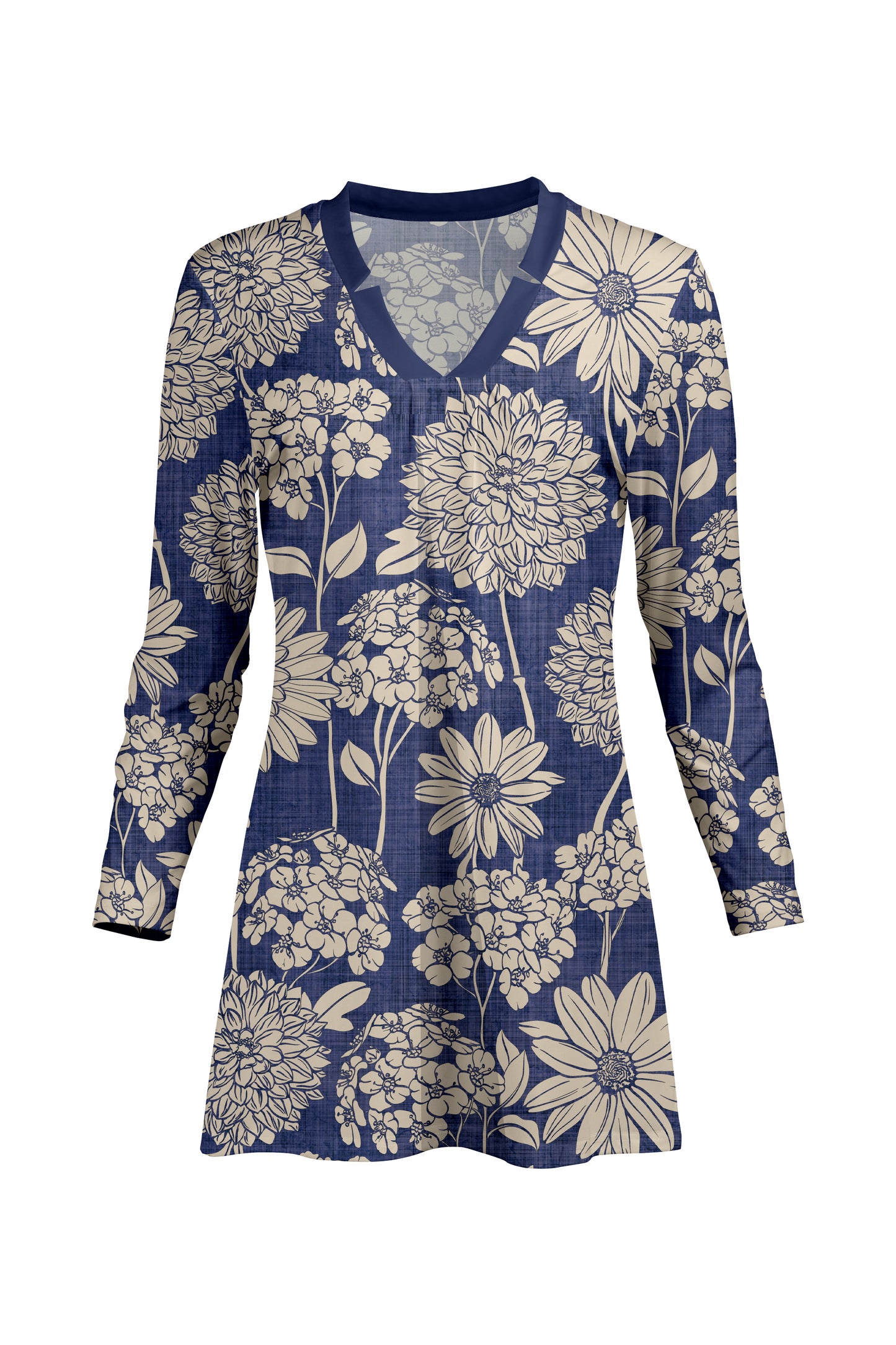 Classic V-Collar Gathered Tunic-Brown Black Animal