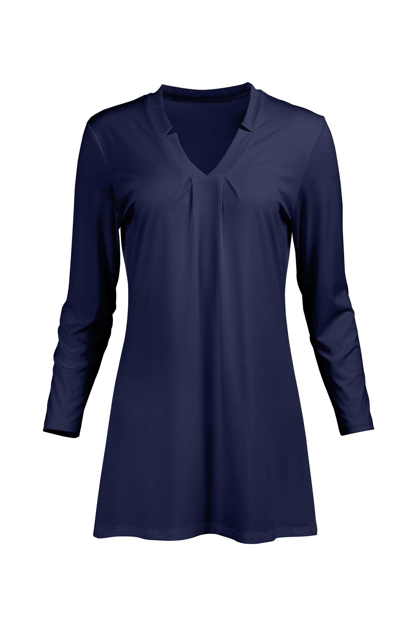 Classic V-Collar Gathered Tunic-Olive