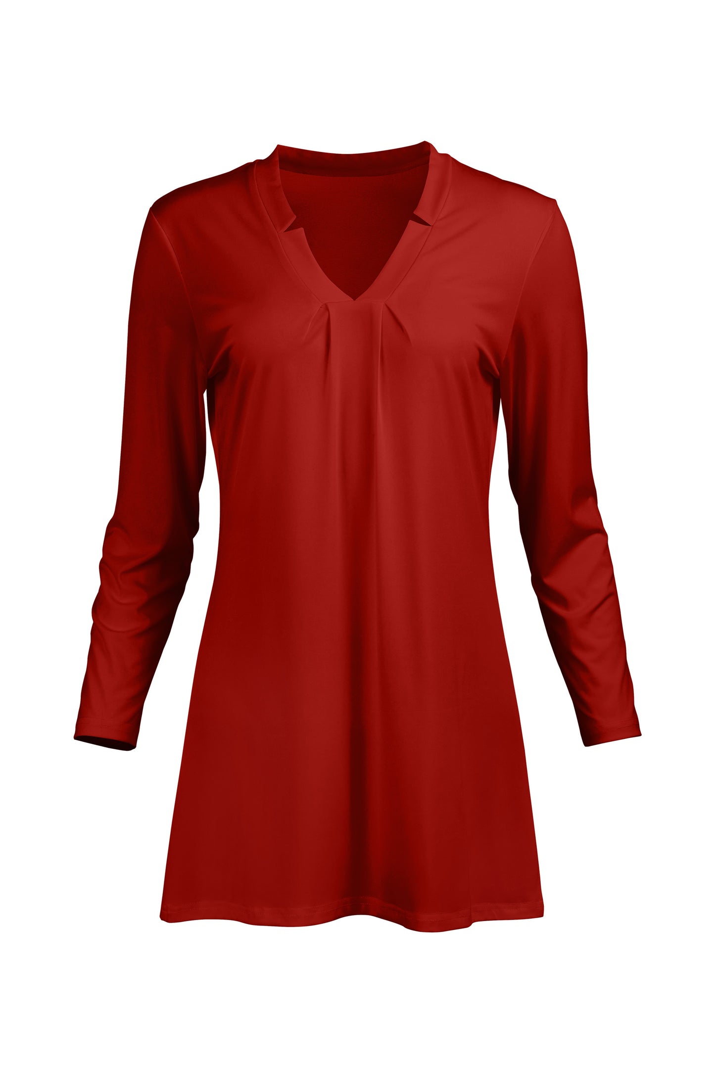 Classic V-Collar Gathered Tunic-Olive