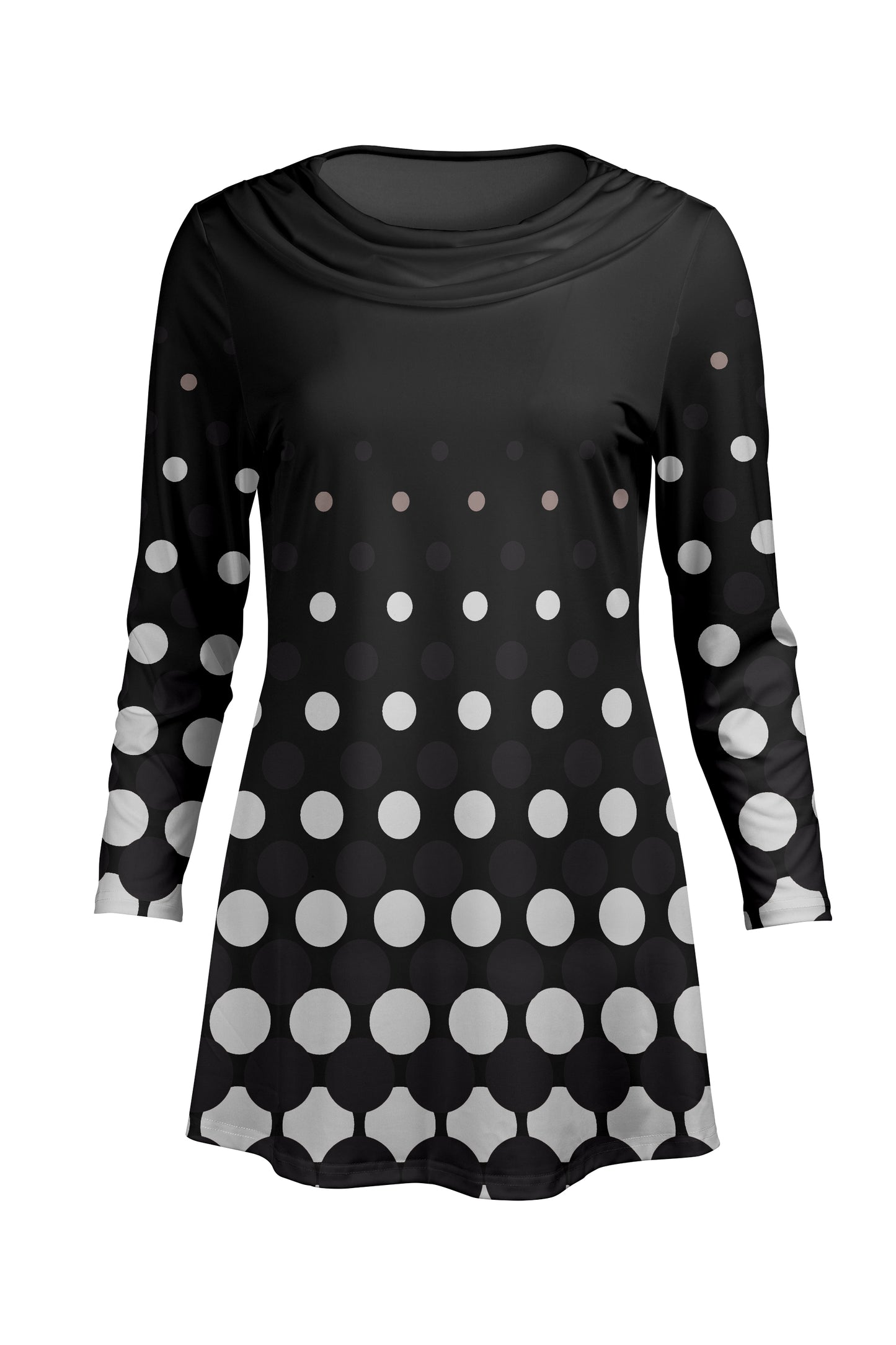 Cowl-Neck Printed Tunic-Black Multi Floral