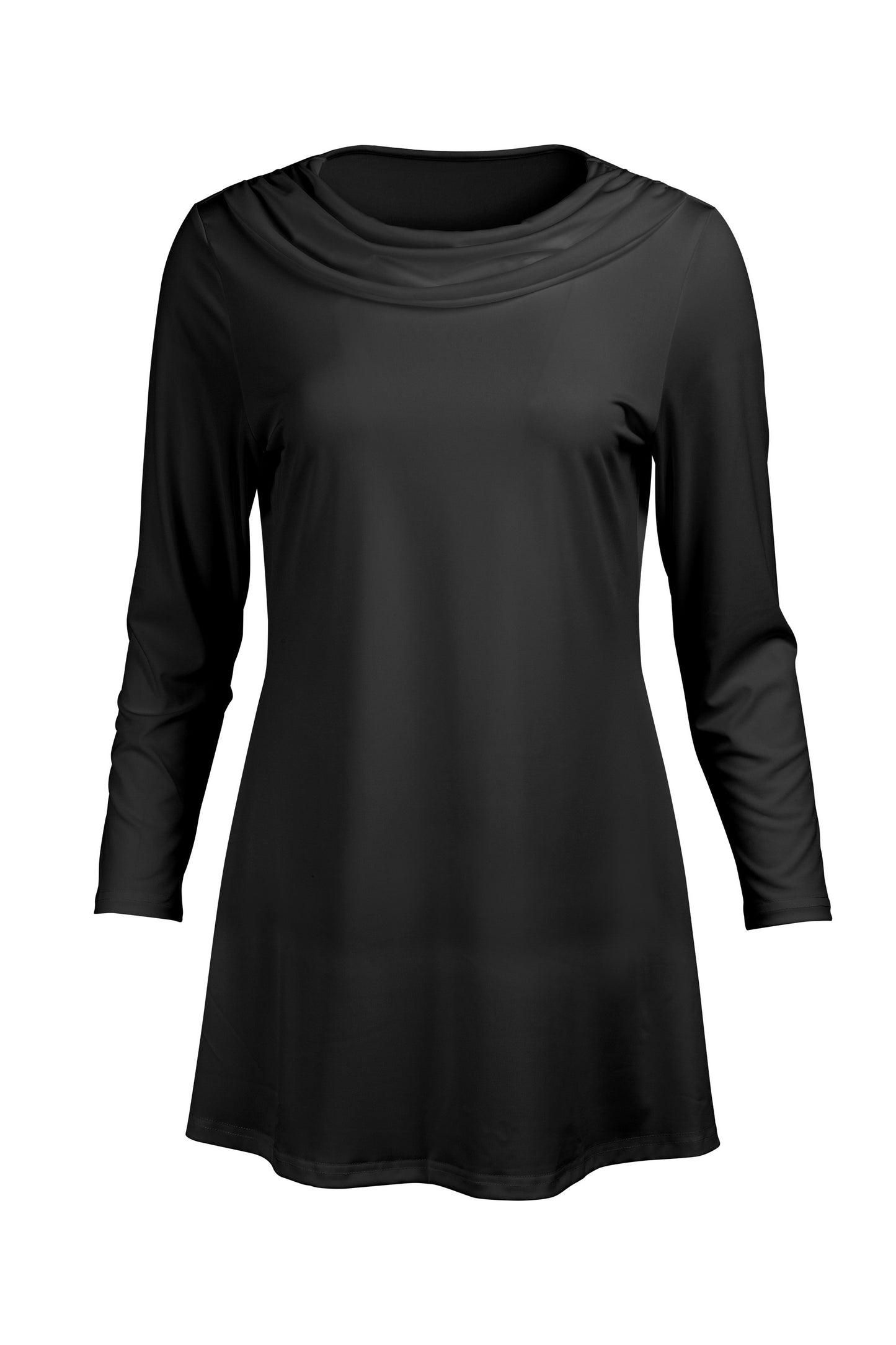 Cowl-Neck Printed Tunic-Black Pink