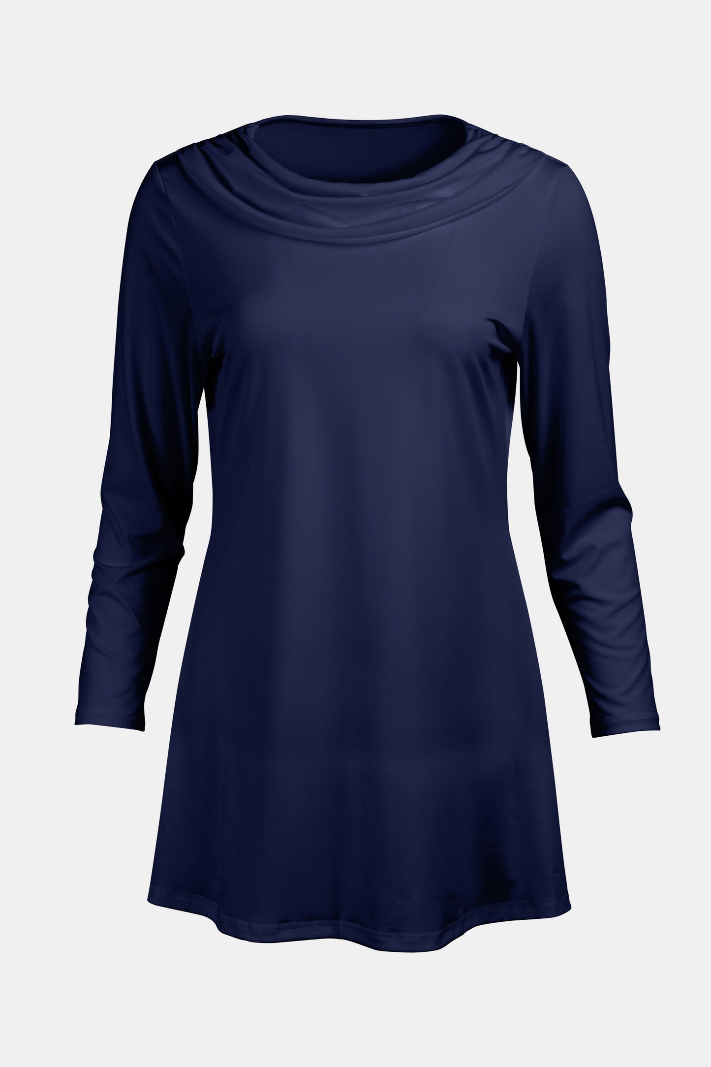 Cowl-Neck Printed Tunic-Black Pink