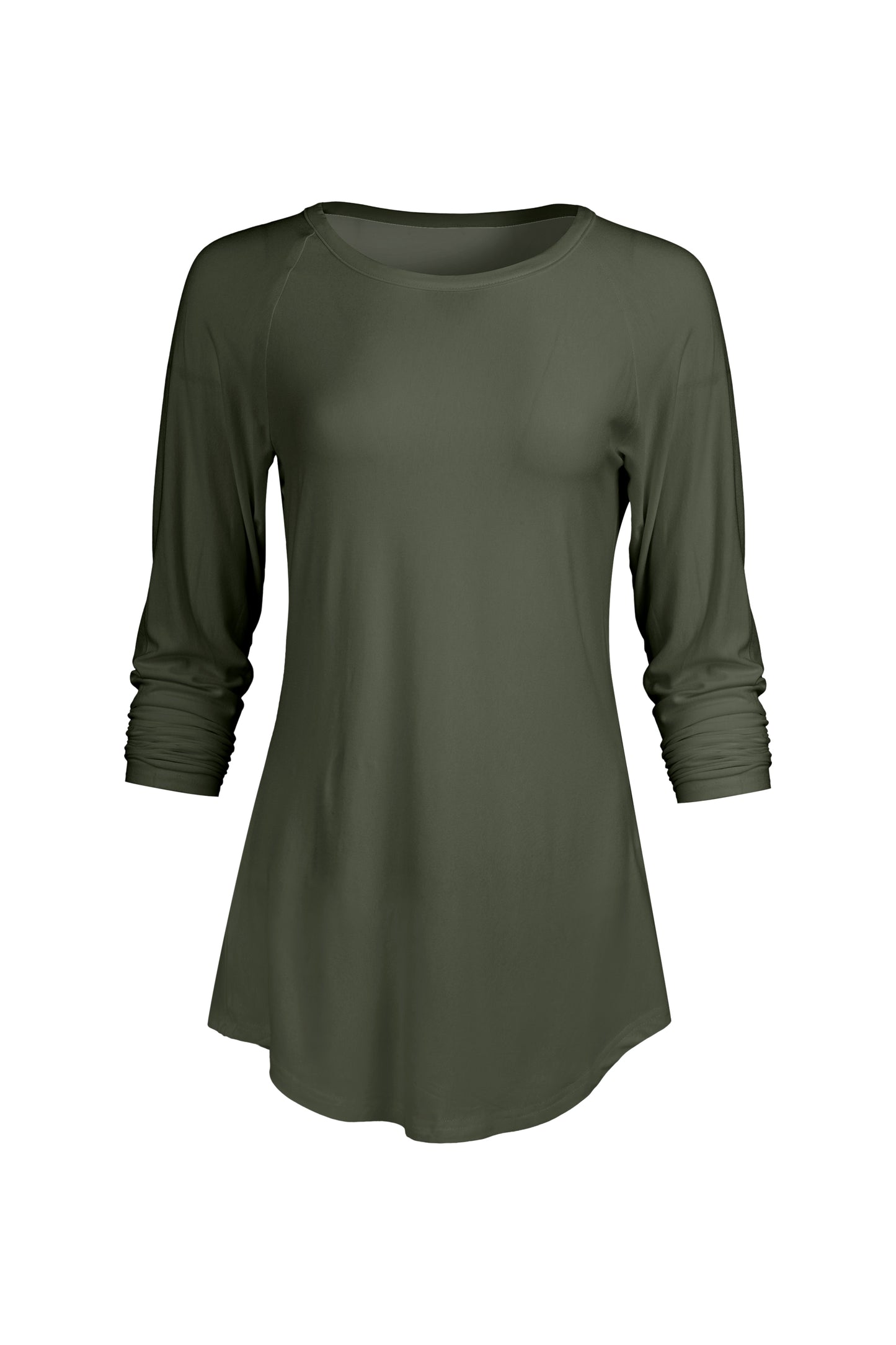 Bold Contrast Raglan Sleeve Tunic-Olive