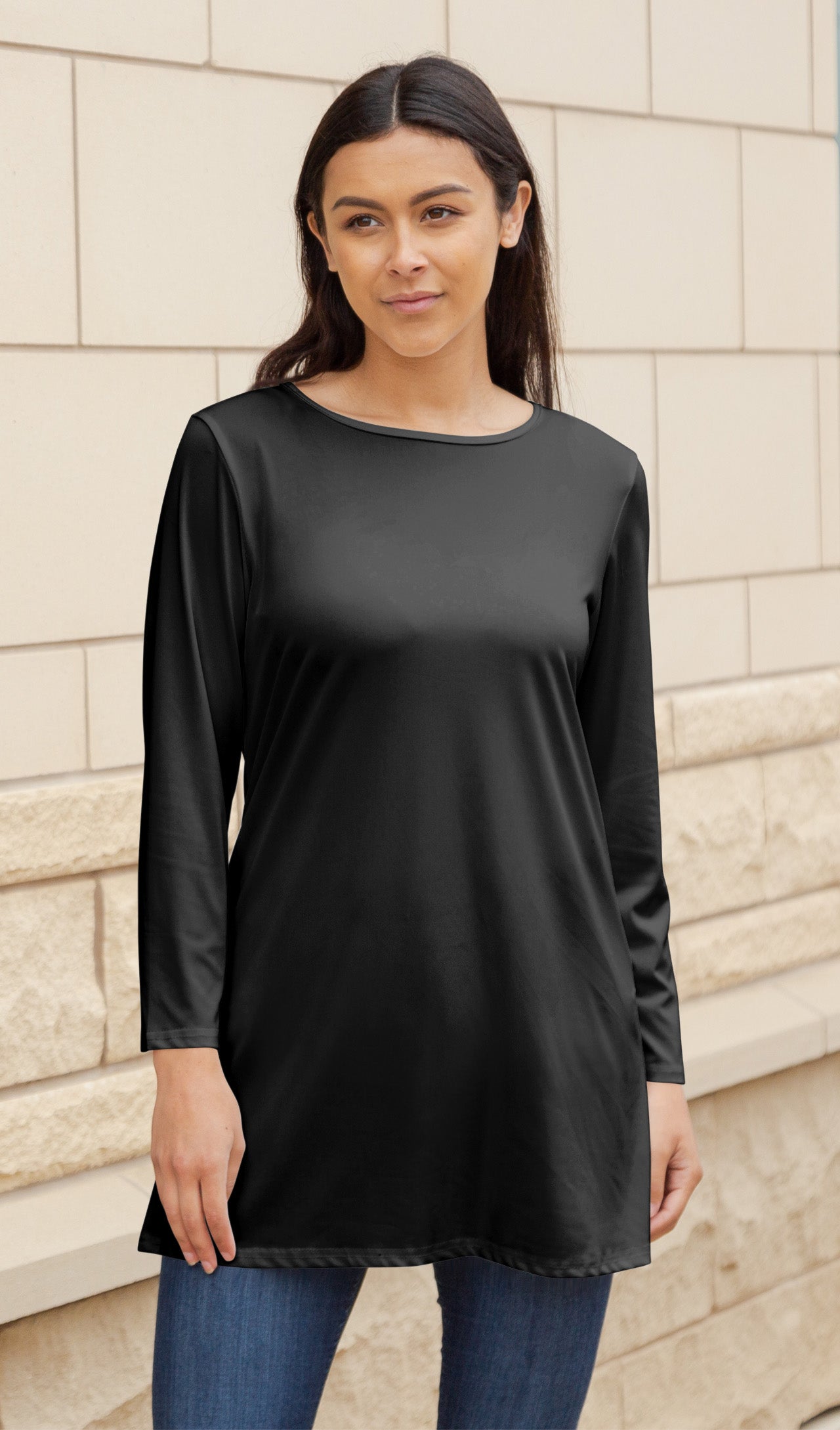 Bold Print Flowy Tunic-Black White