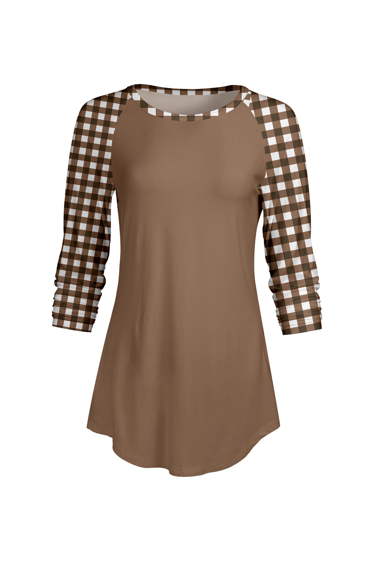 Bold Contrast Raglan Sleeve Tunic-Beige Floral