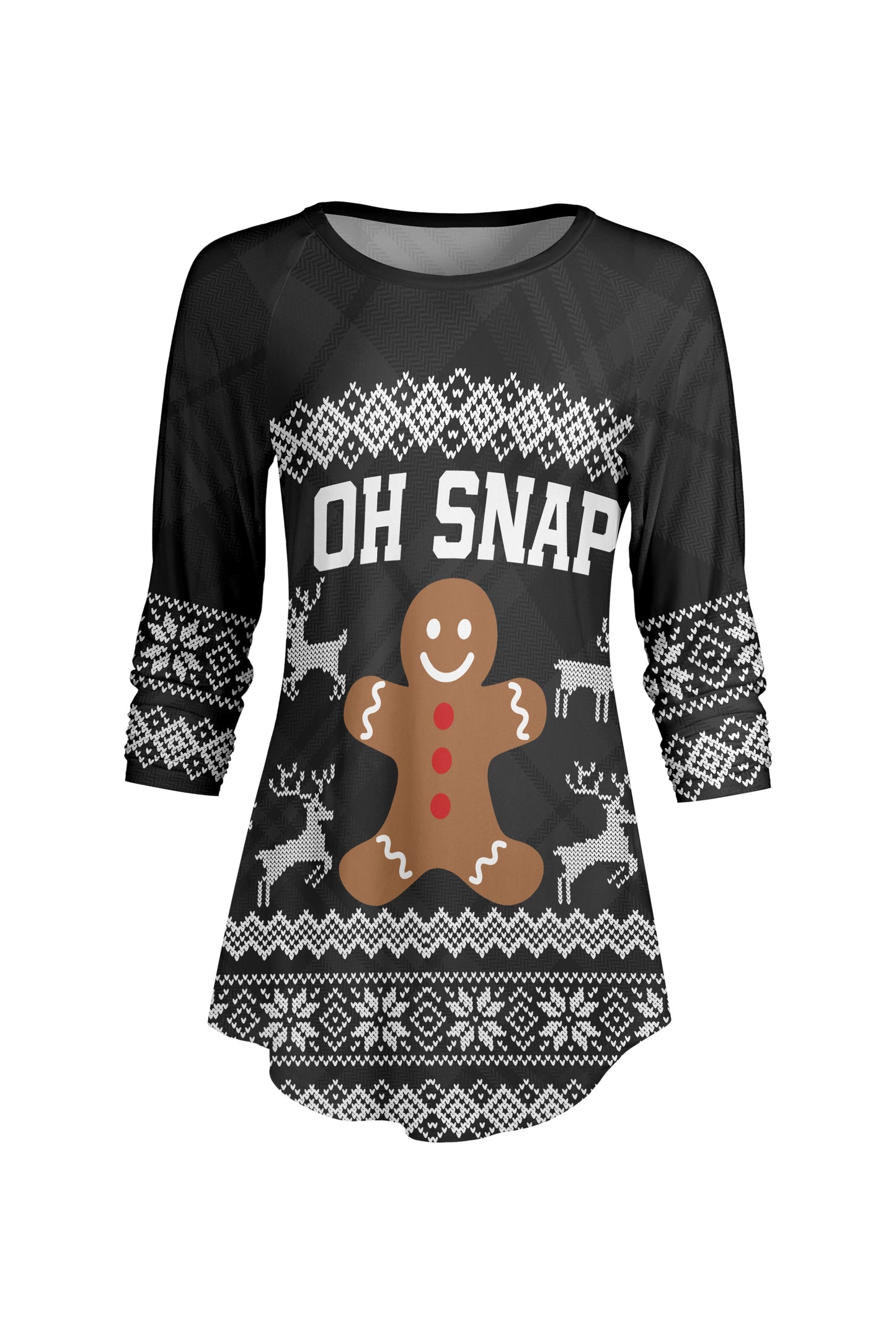 Bold Contrast Raglan Sleeve Tunic-Beige Multi Floral