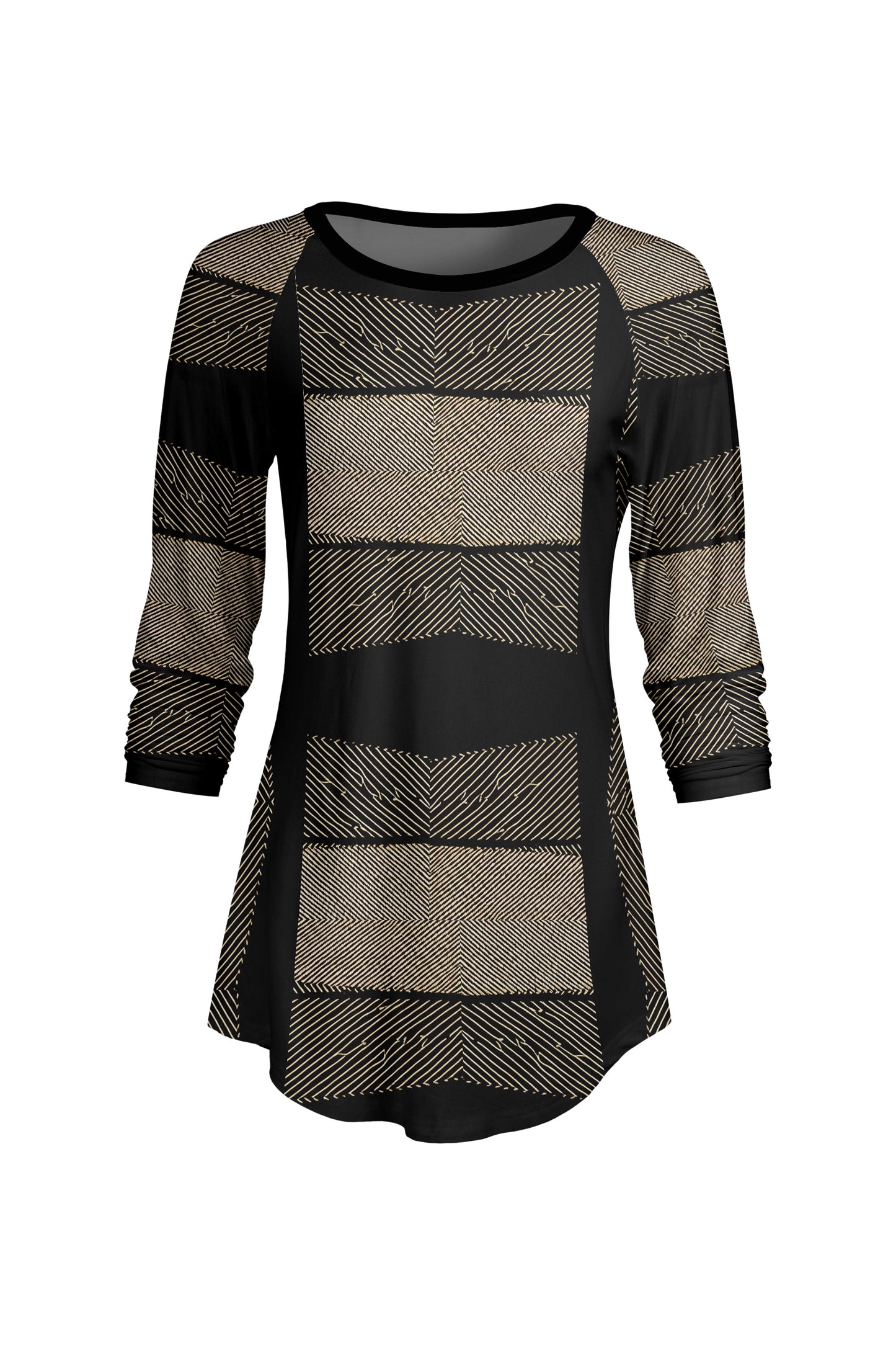 Bold Contrast Raglan Sleeve Tunic-Blue Multi