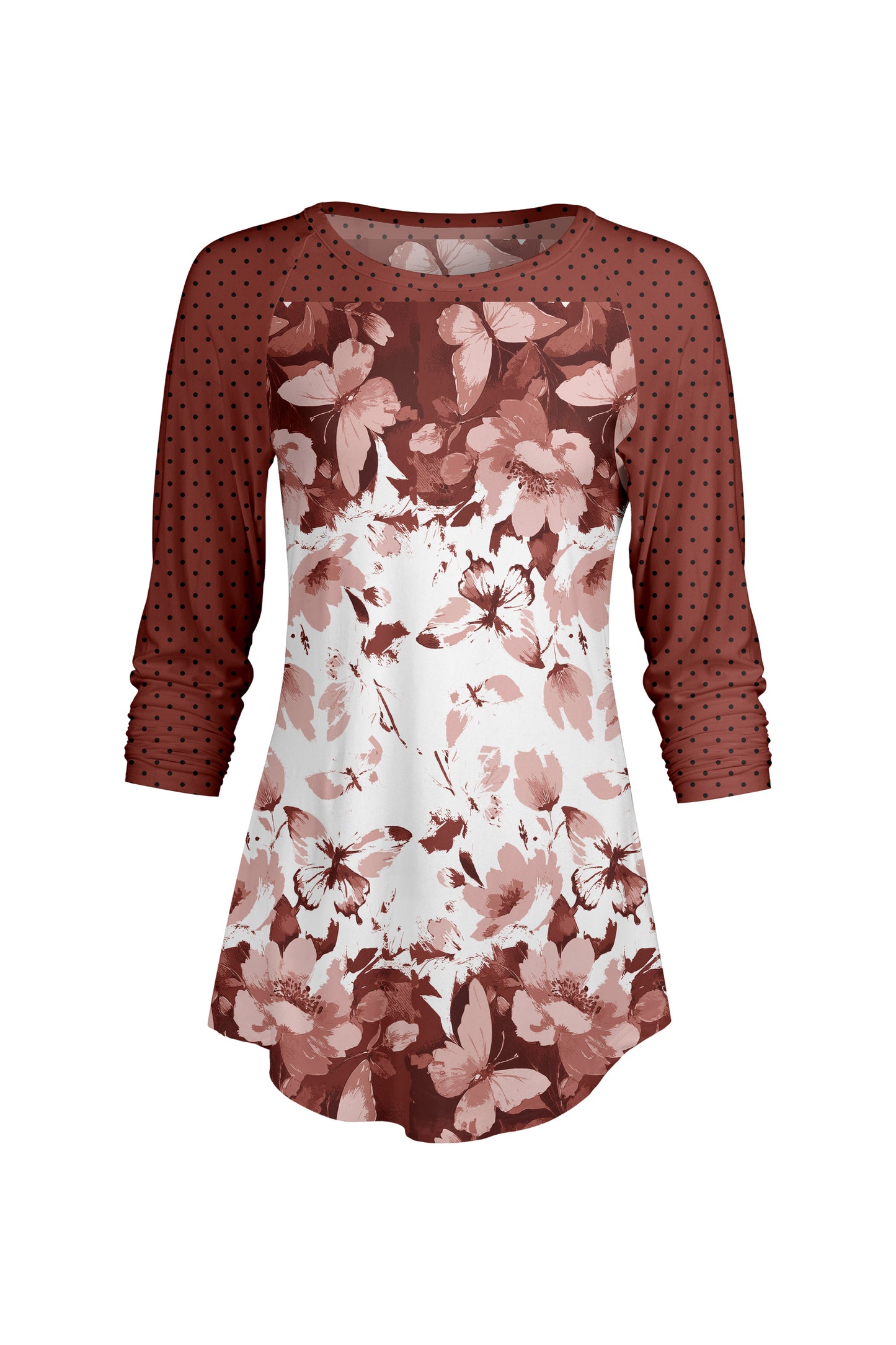 Bold Contrast Raglan Sleeve Tunic-Blue Multi