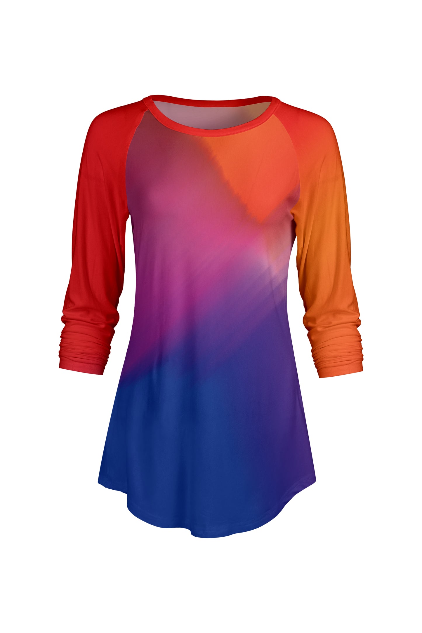 Bold Contrast Raglan Sleeve Tunic-Blue Multi