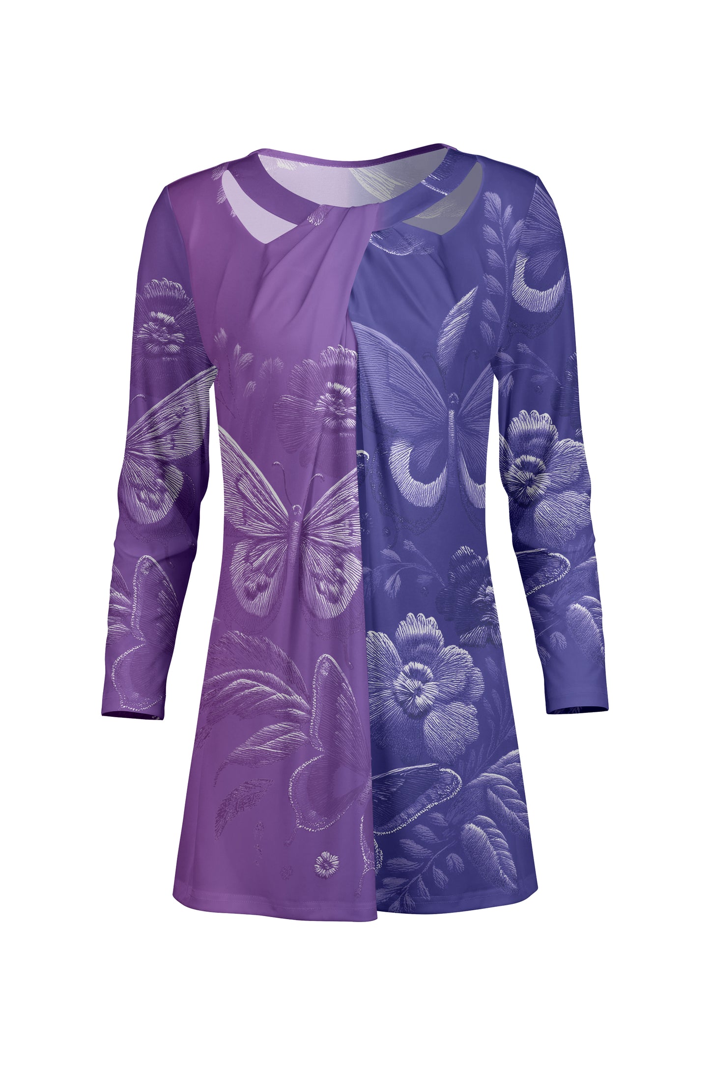Front Twist Patched Tunic-Purple
