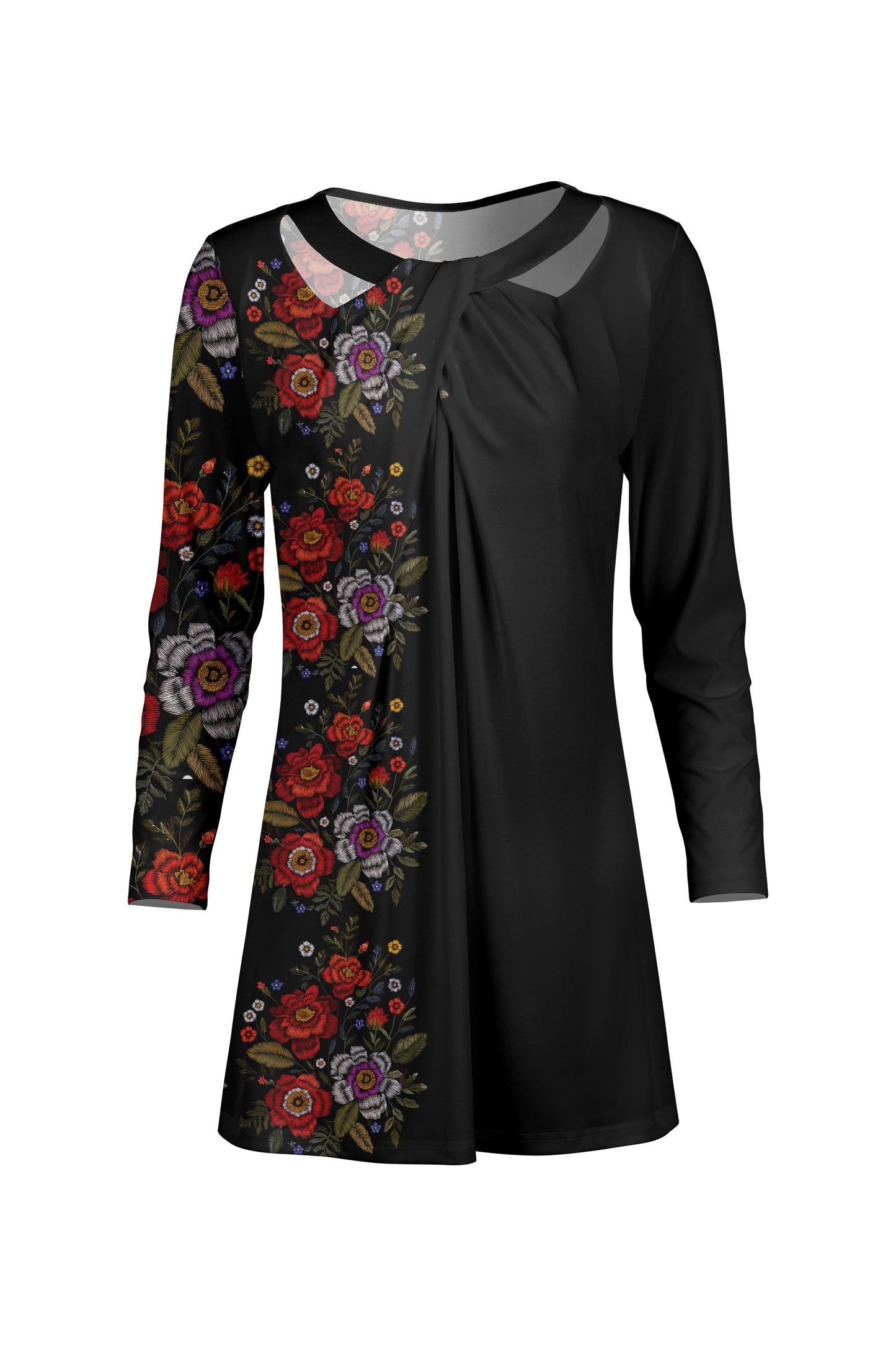 Front Twist Patched Tunic-Purple