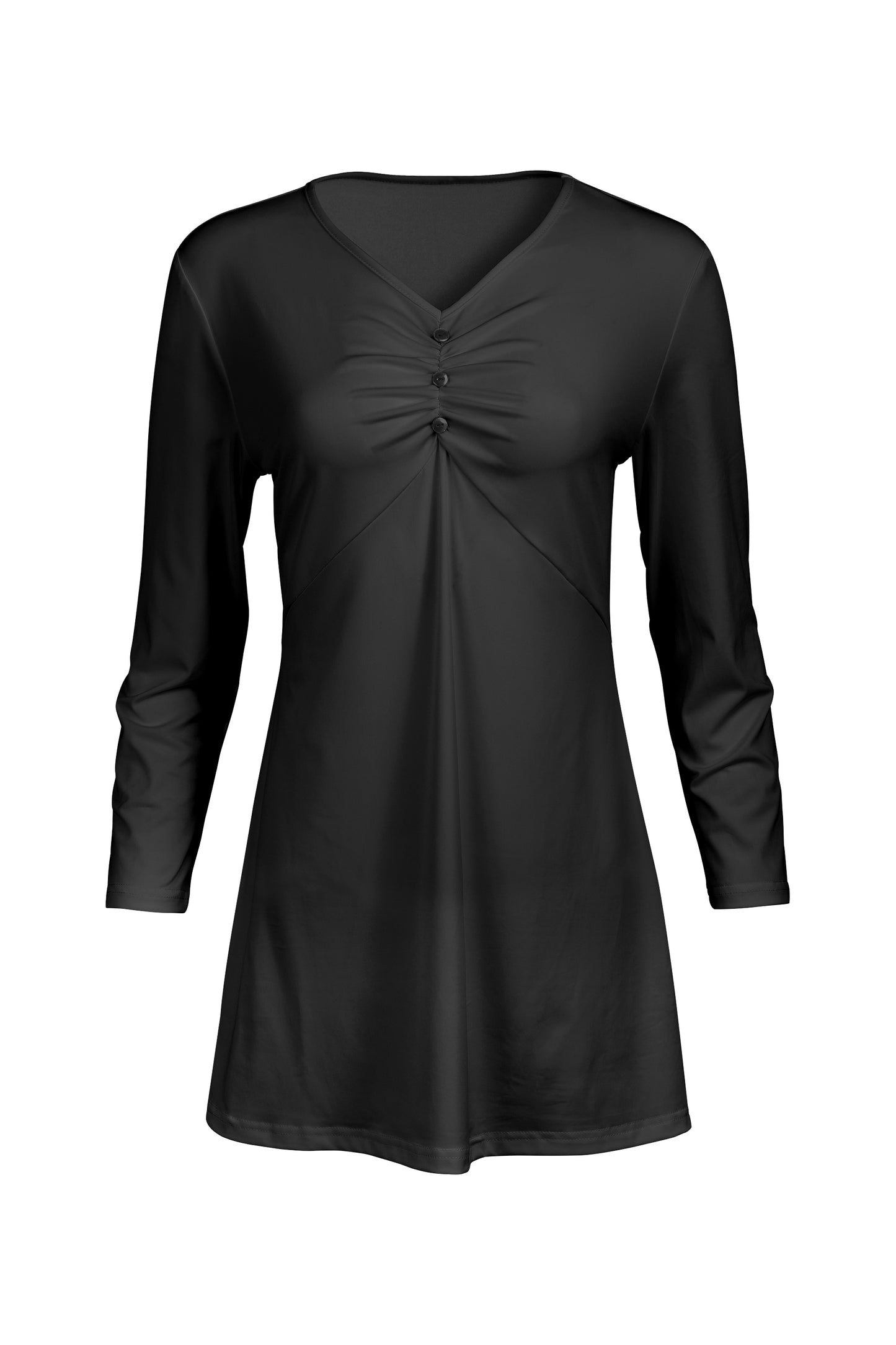 Classic Gathered Front Patched Tunic-Red Black