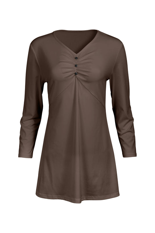 Classic Gathered Front Patched Tunic-Black