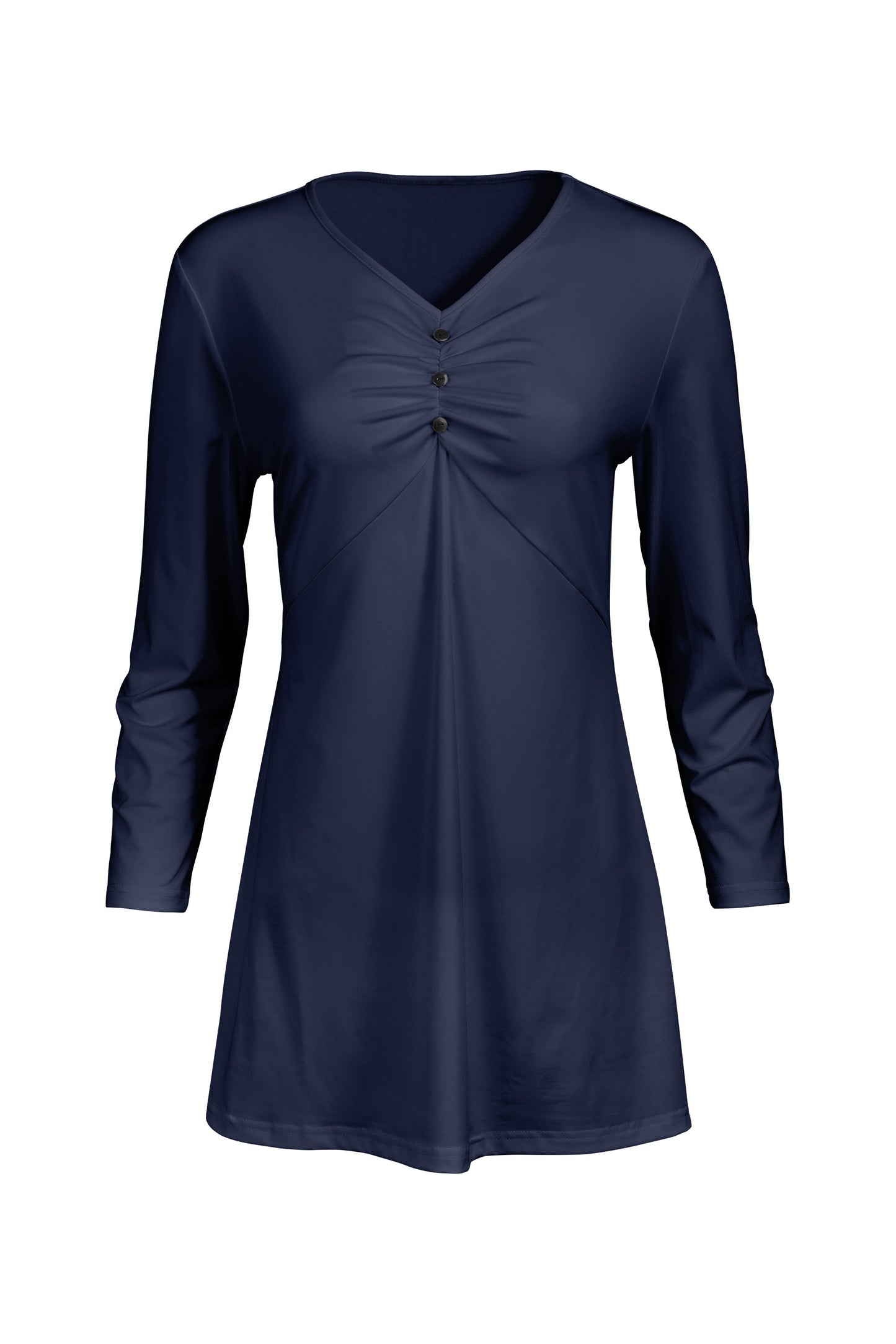 Classic Gathered Front Patched Tunic-Red Black