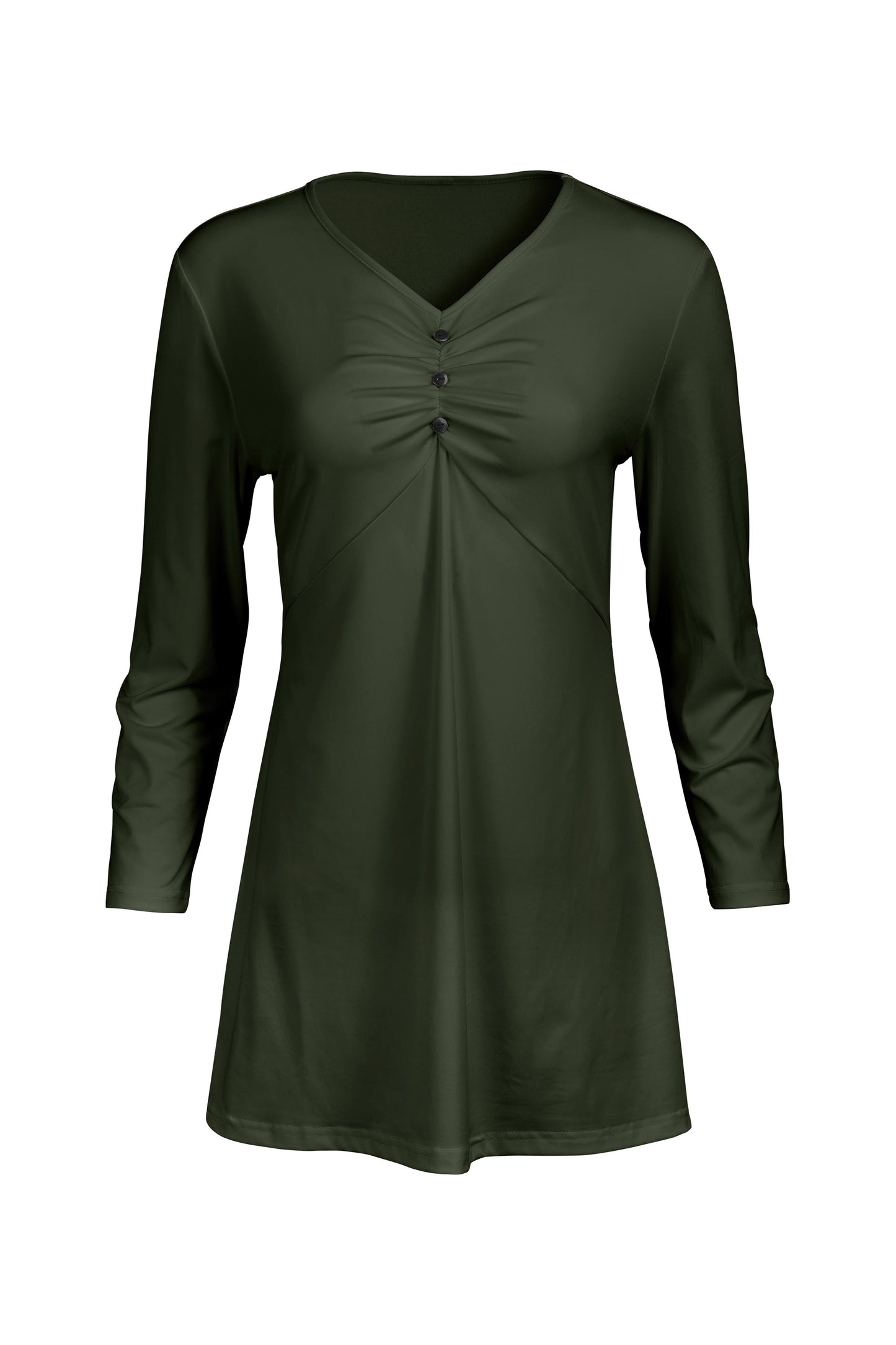 Classic Gathered Front Patched Tunic-Red Black