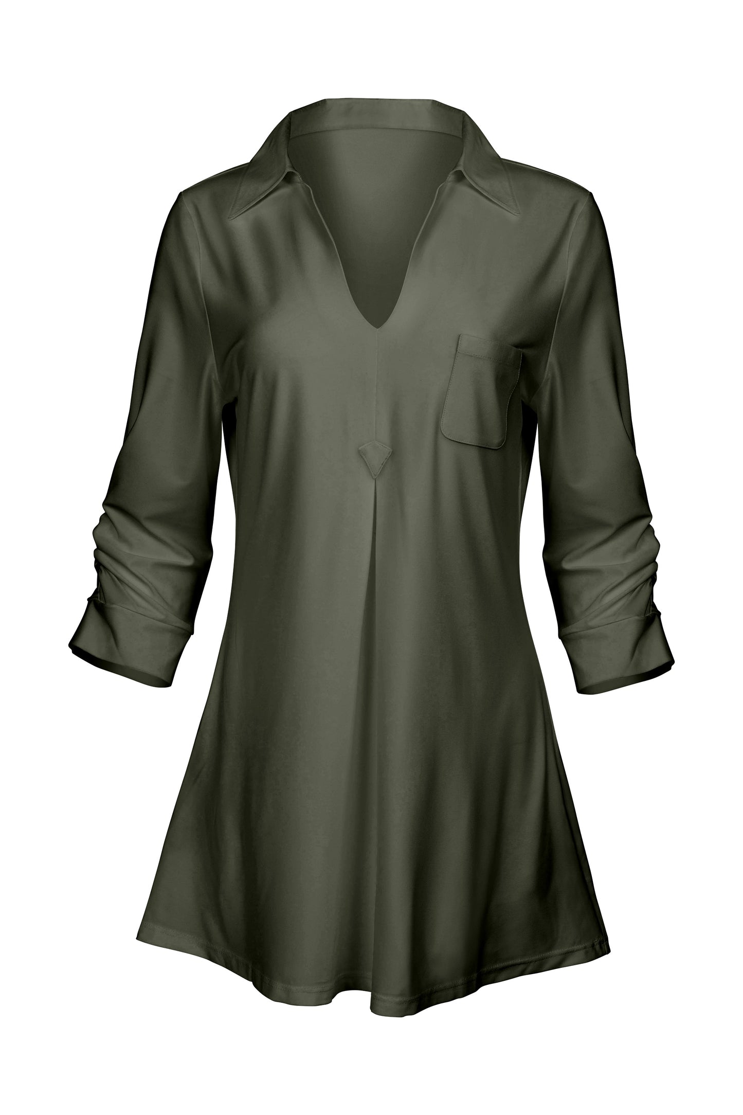 Classic Contrast Tunic-Olive