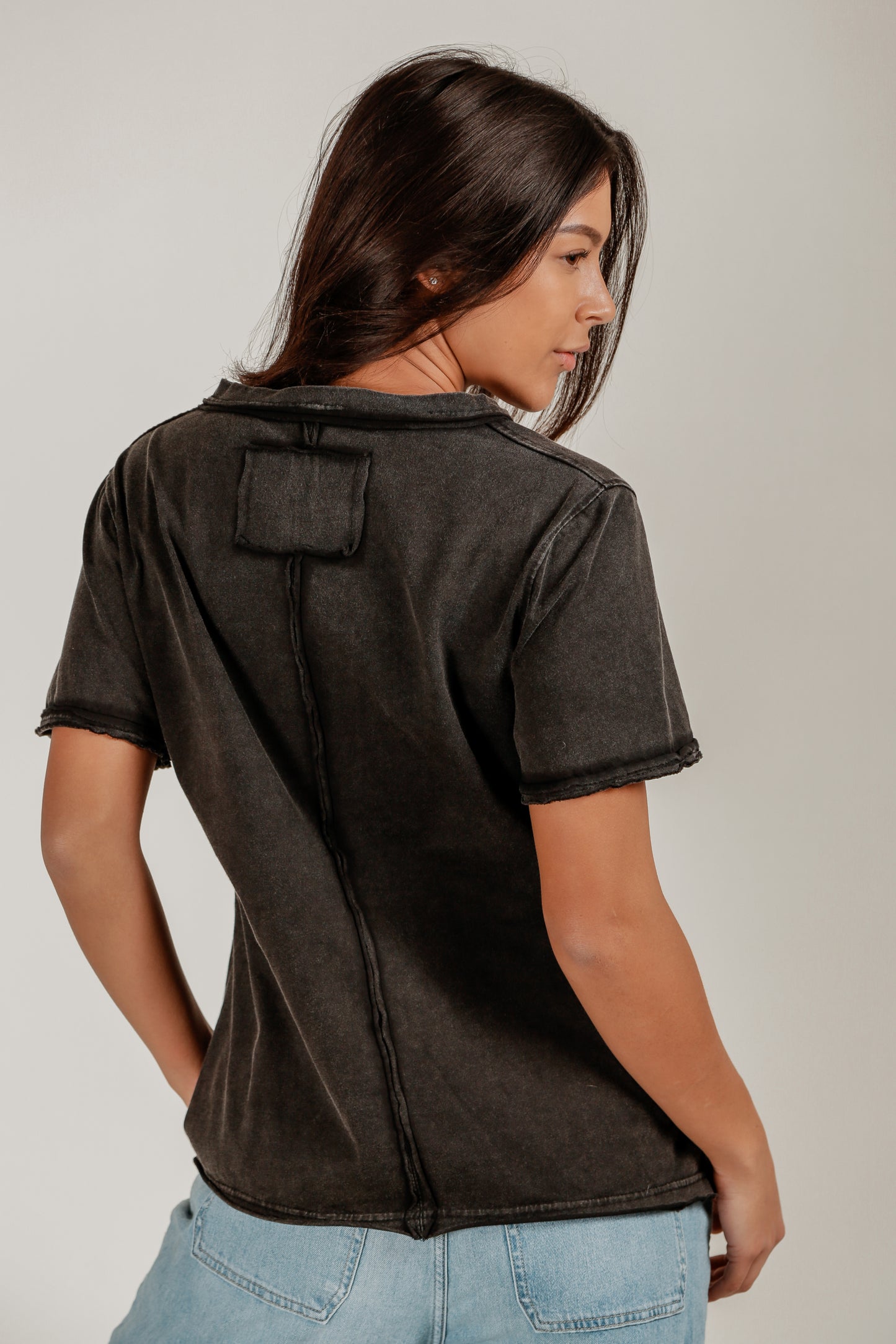 Embroidered Grace Tee (T240011 Mineral Washed Black)
