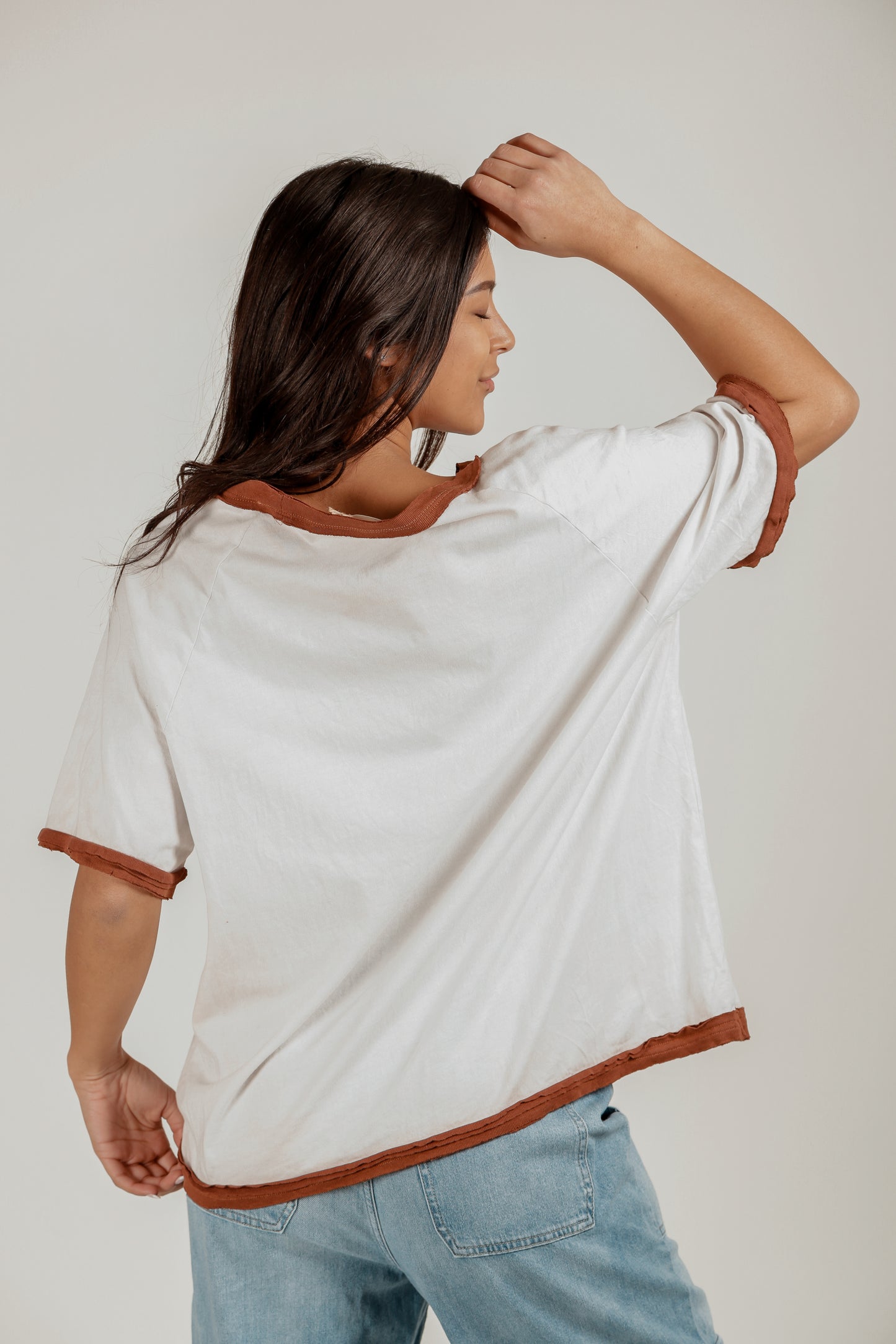 Verdant Bloom Raglan Tee (T2400015 White With Chrochet Red Rose )