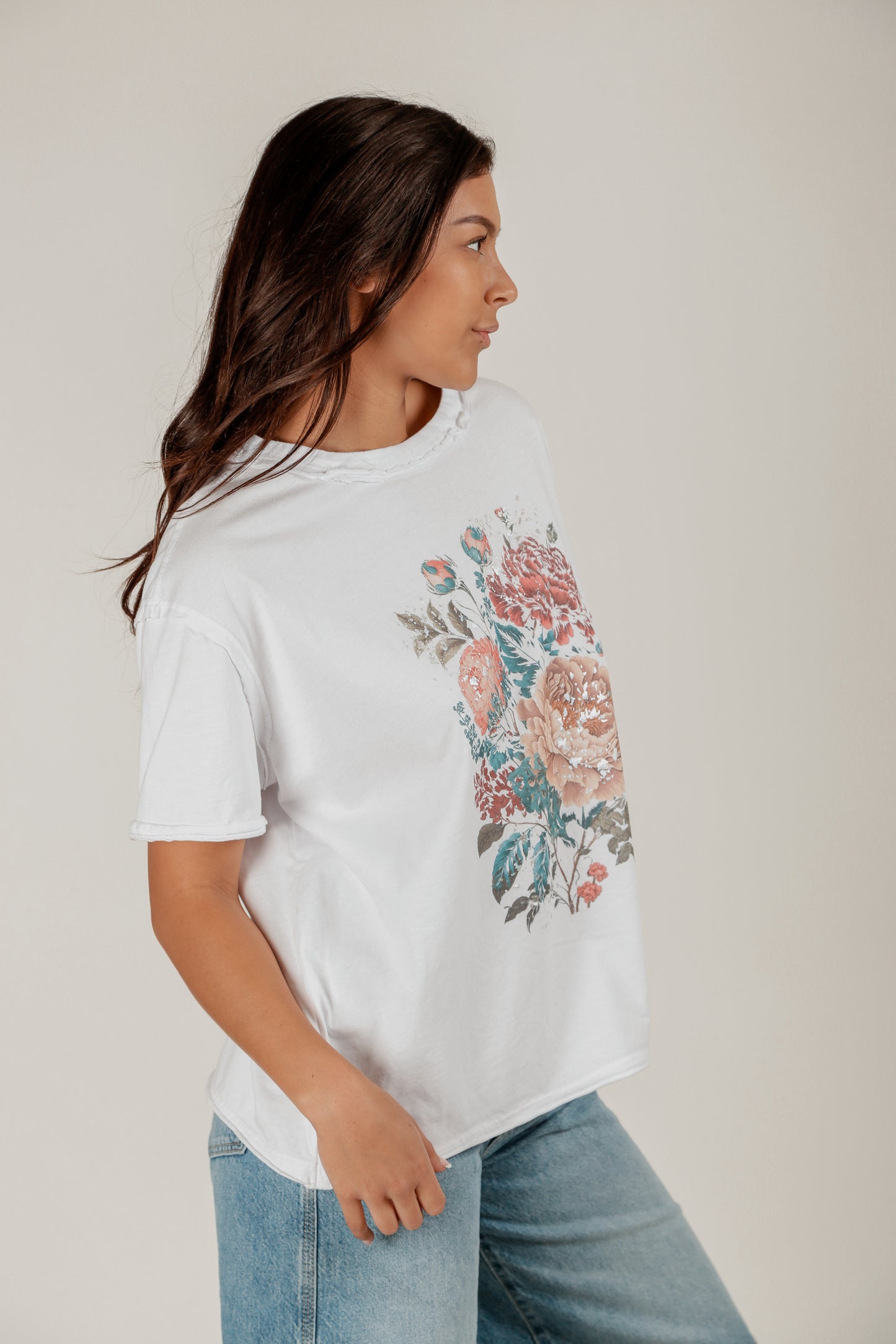 Twilight Blossom Tee(T240002 White With Glitter Pattern)