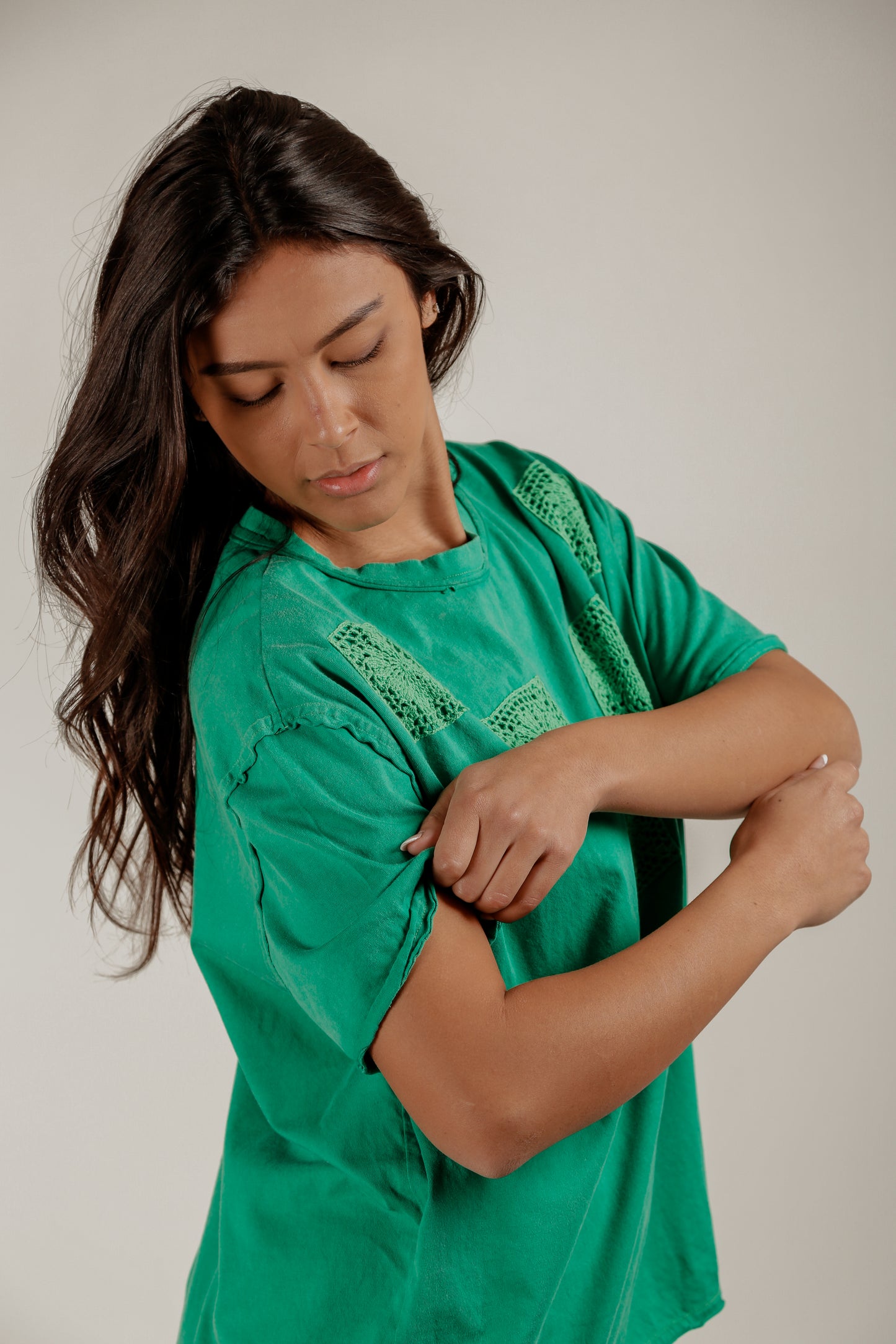 Crochet Square Tee(T240002 Green )