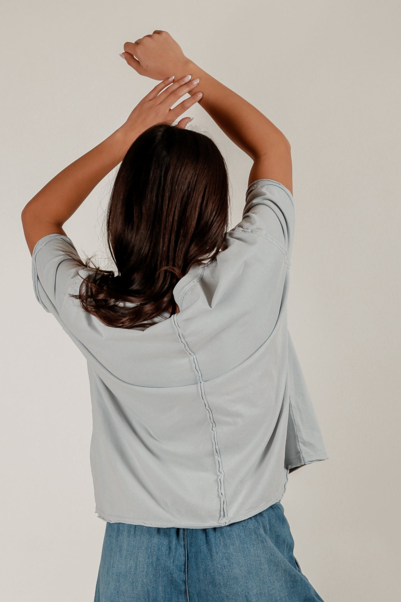 Patchwork Sky Tee(T240002 Light Blue With Embro)