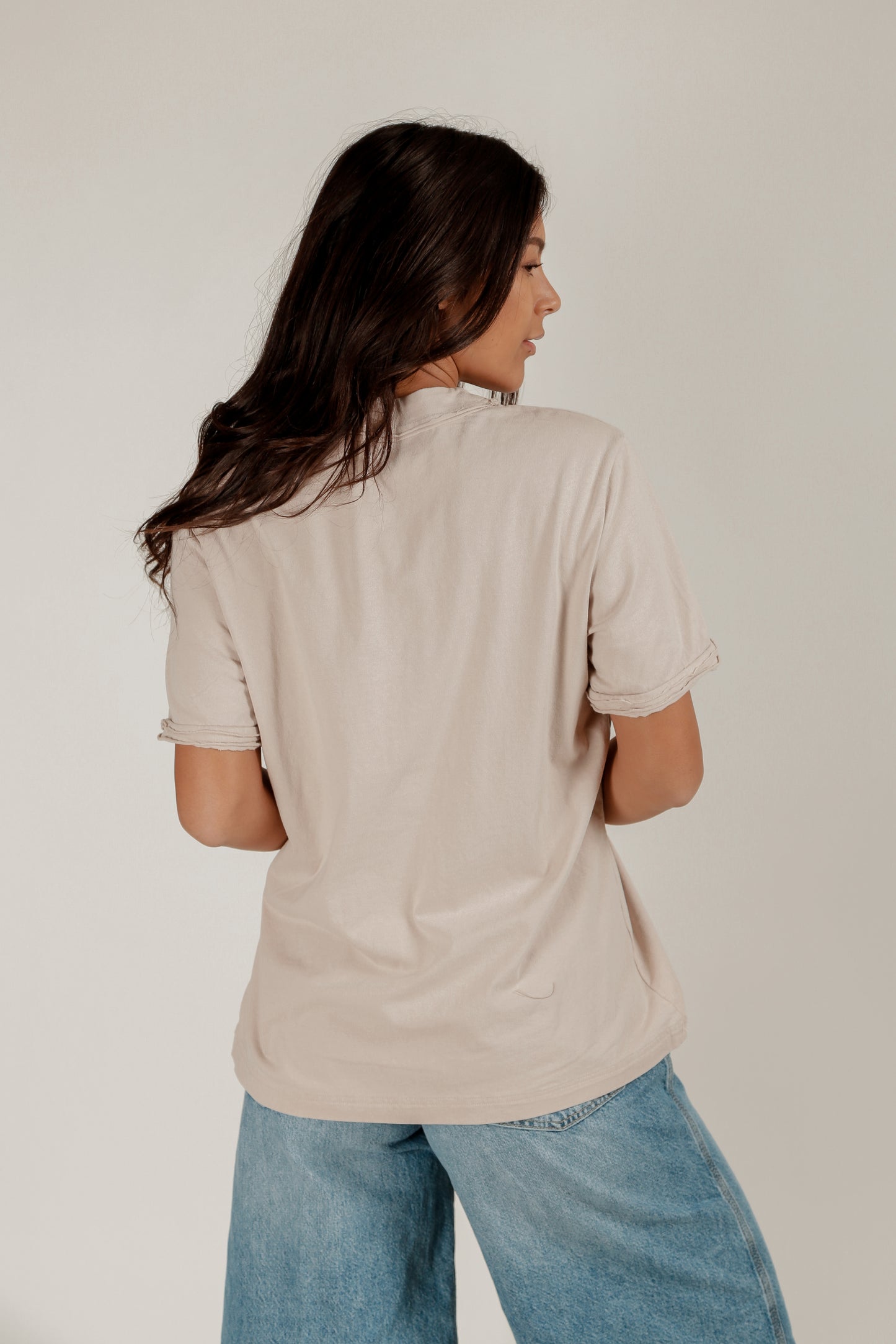Floral Art patched Tee (sku# T240005 Champagne)