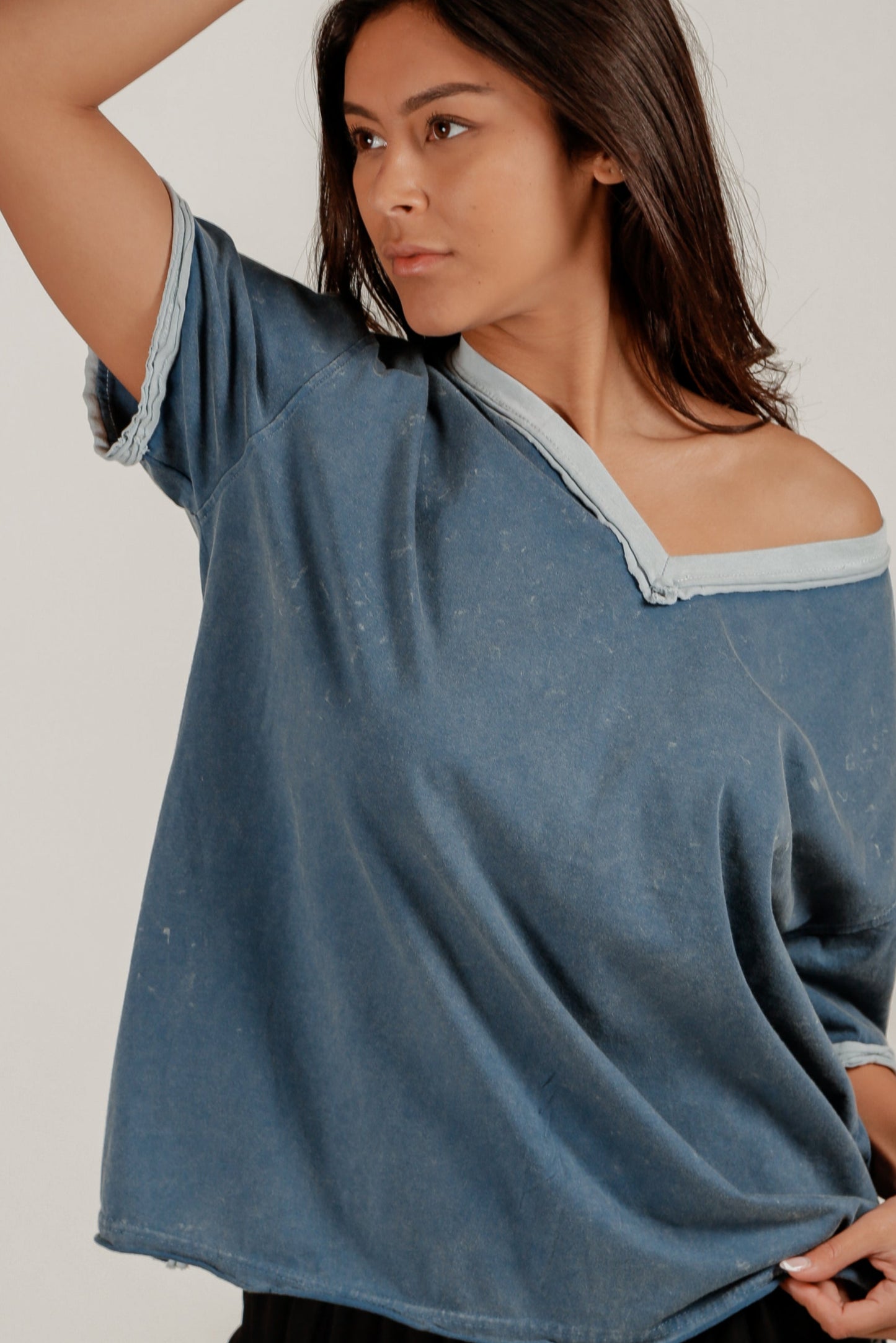 Navy Drift Tee(T240008 Mineral Washed Blue )