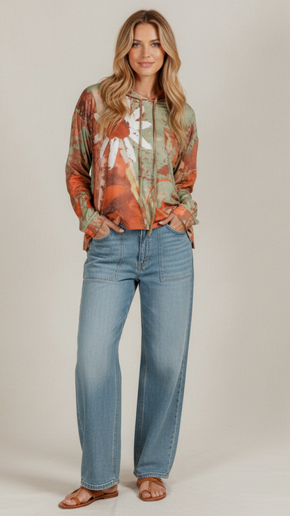 Flower Print Hoodie